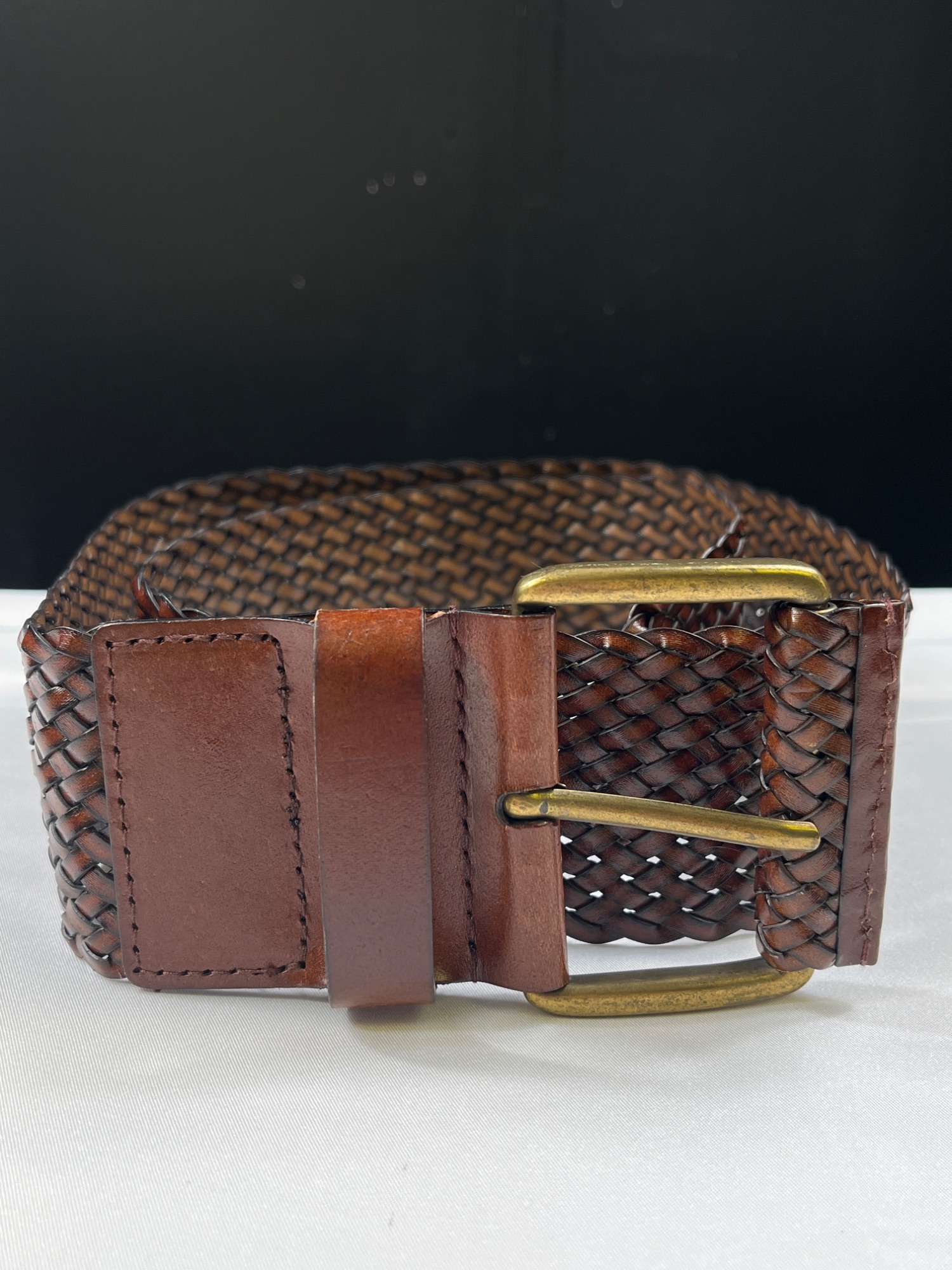 Womens Genuine Bonded Leather Woven Belt
