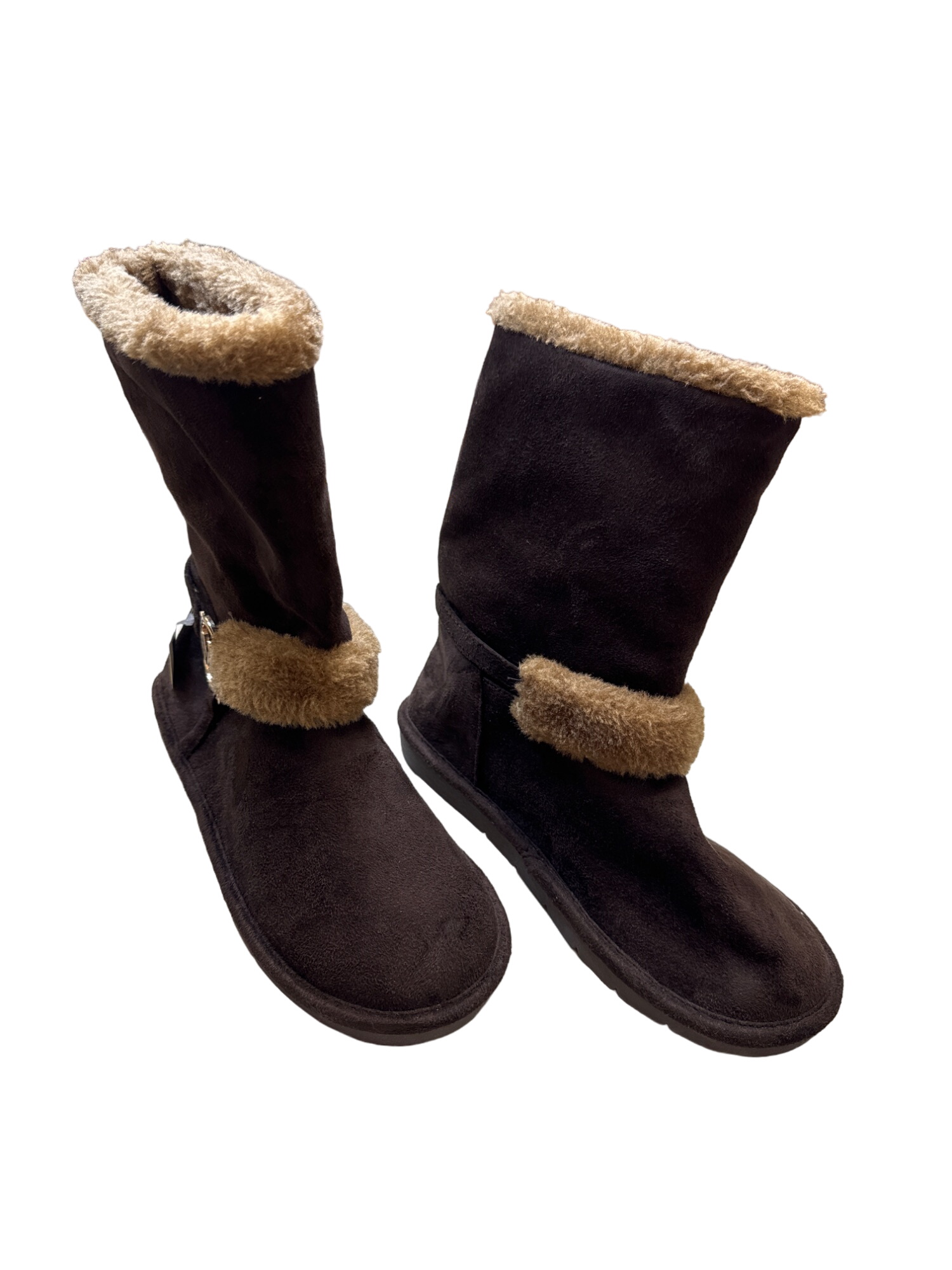 women’s brown faux fur ankle boots shoes