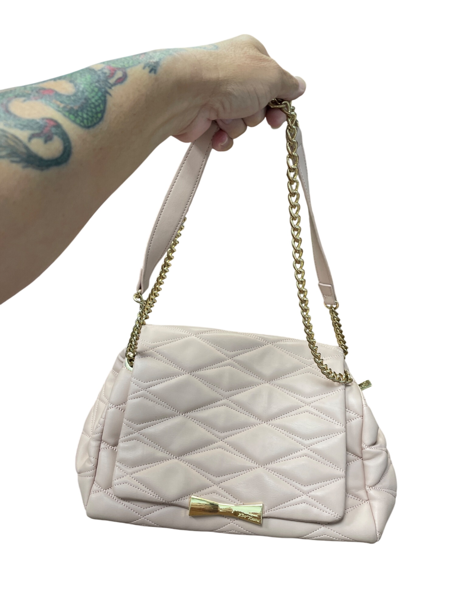 Large Blush Pink Quilted Tote Shoulder Handbag