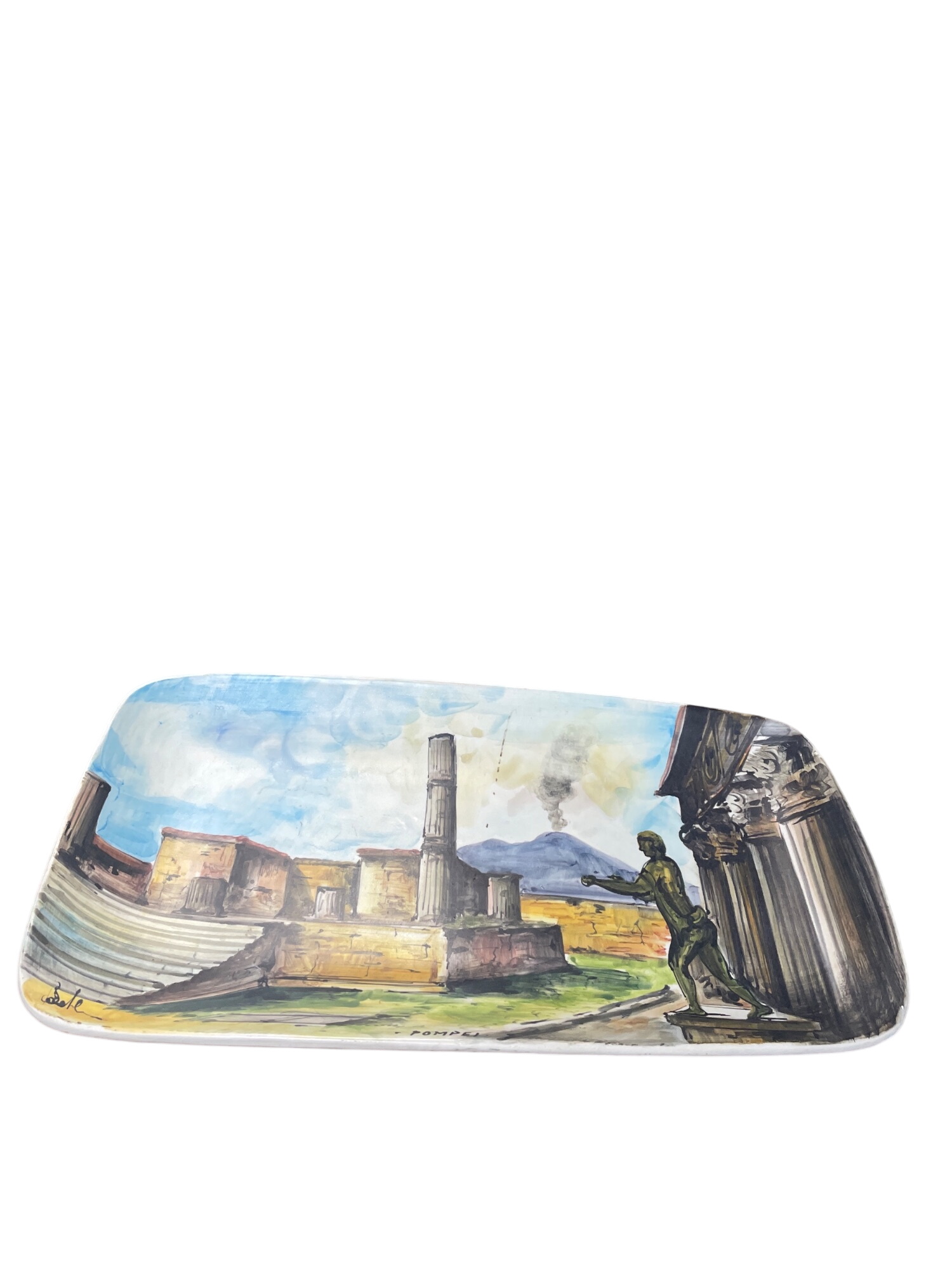 Italain Pompei Ceramic Signed Handpainted Wall Tray Platter