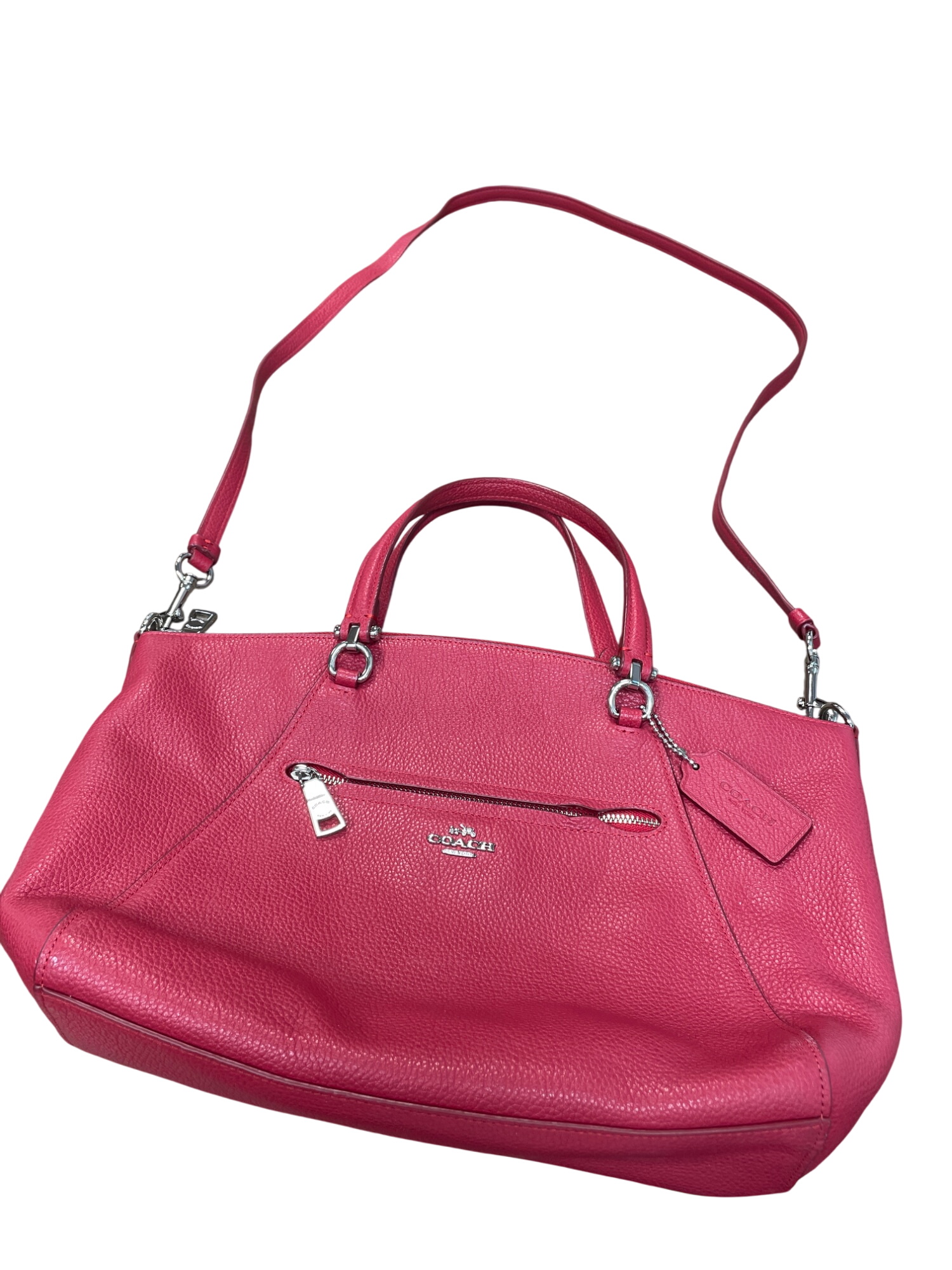 Coach Edie Womans Red Leather Pebbled Crossbody Handbag