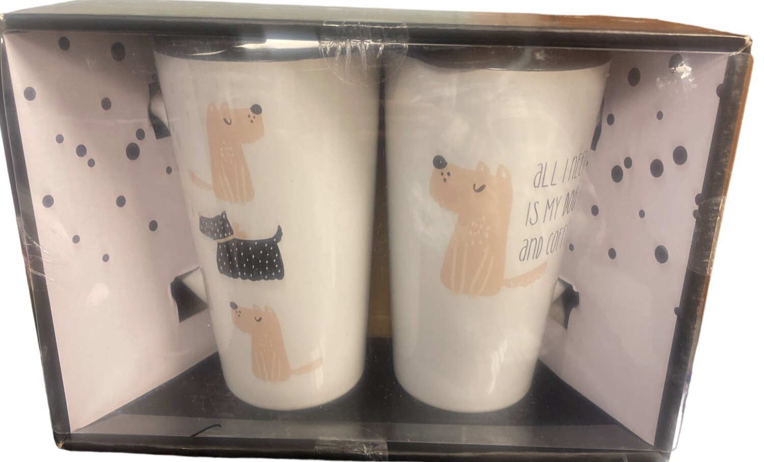 Set of 2 Coffee Mugs All I need is my Dog and Coffee New!