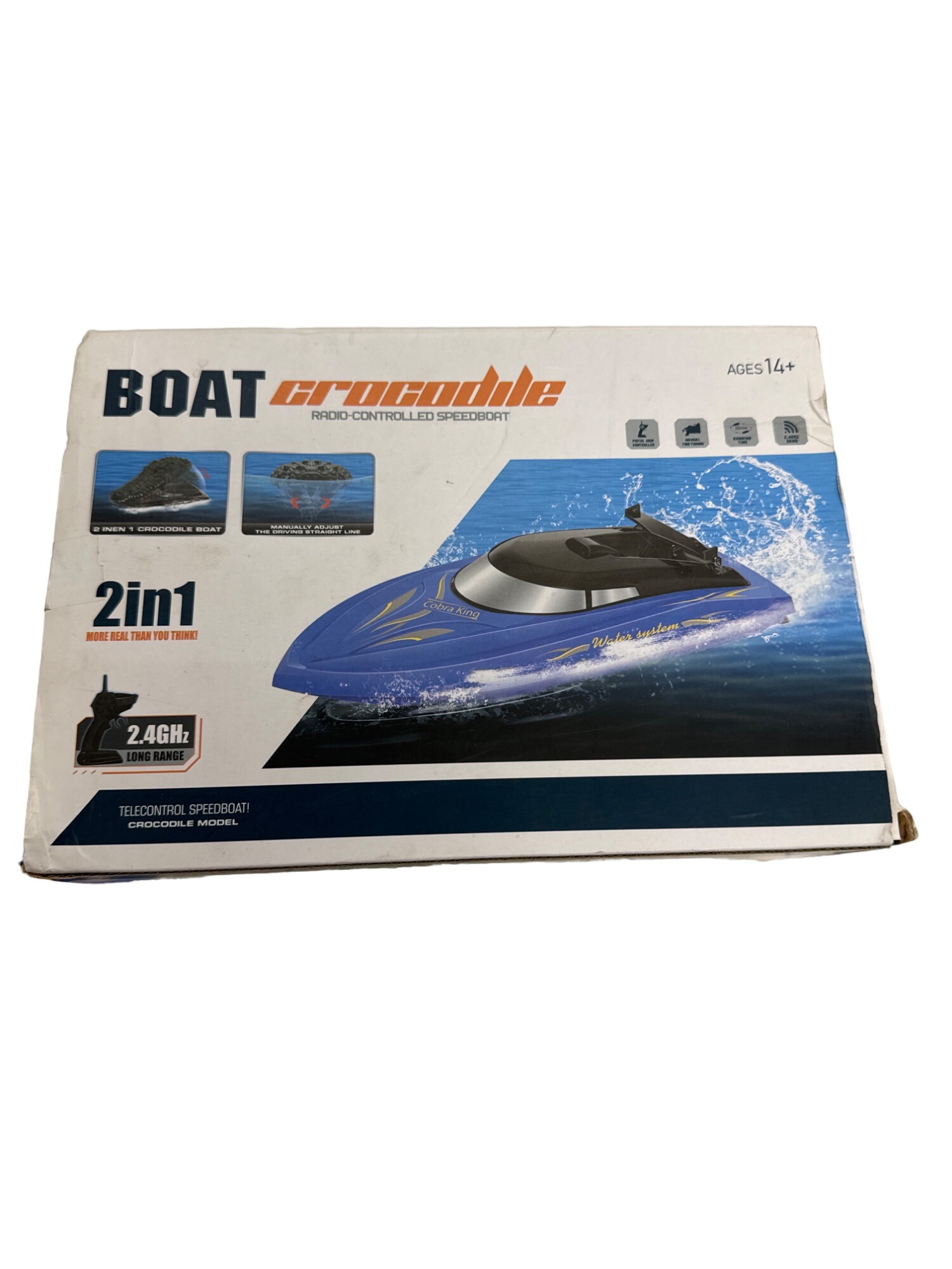 Tele control boat crocodile radio controlled speedboat 2.4 GHz long range