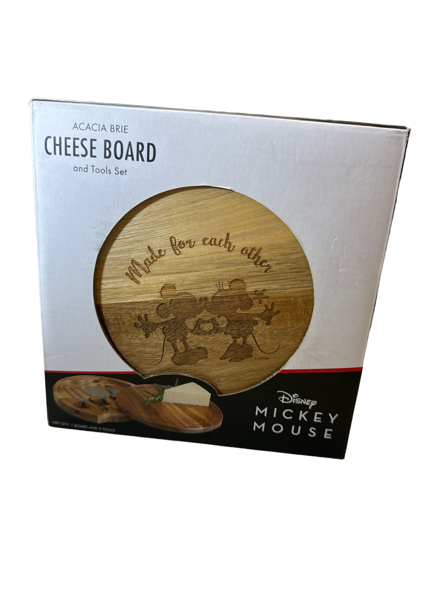 Mickey Minnie Mouse Acacia Brie cheese board and tools set