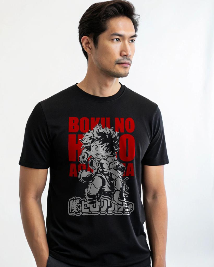 Boku No Hero Academia Anime T-Shirt Unisex Crew Neck Short Sleeve Graphic Tee — back view thumbnail