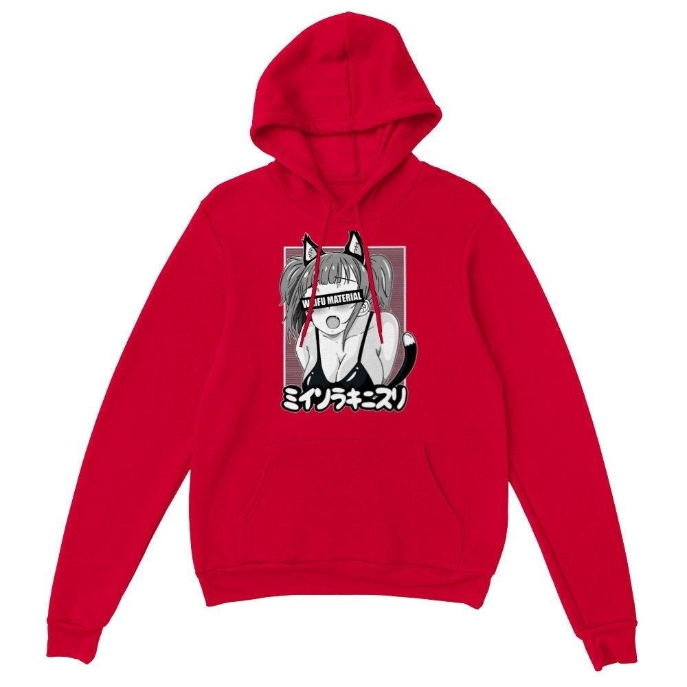 Ahegao Waifu Neko Anime Hoodie Gift for Her Lewd Cat Girl Pullover Classic Unisex Anime Streetwear Hoodie Gift for Him Graphic Design — back view thumbnail