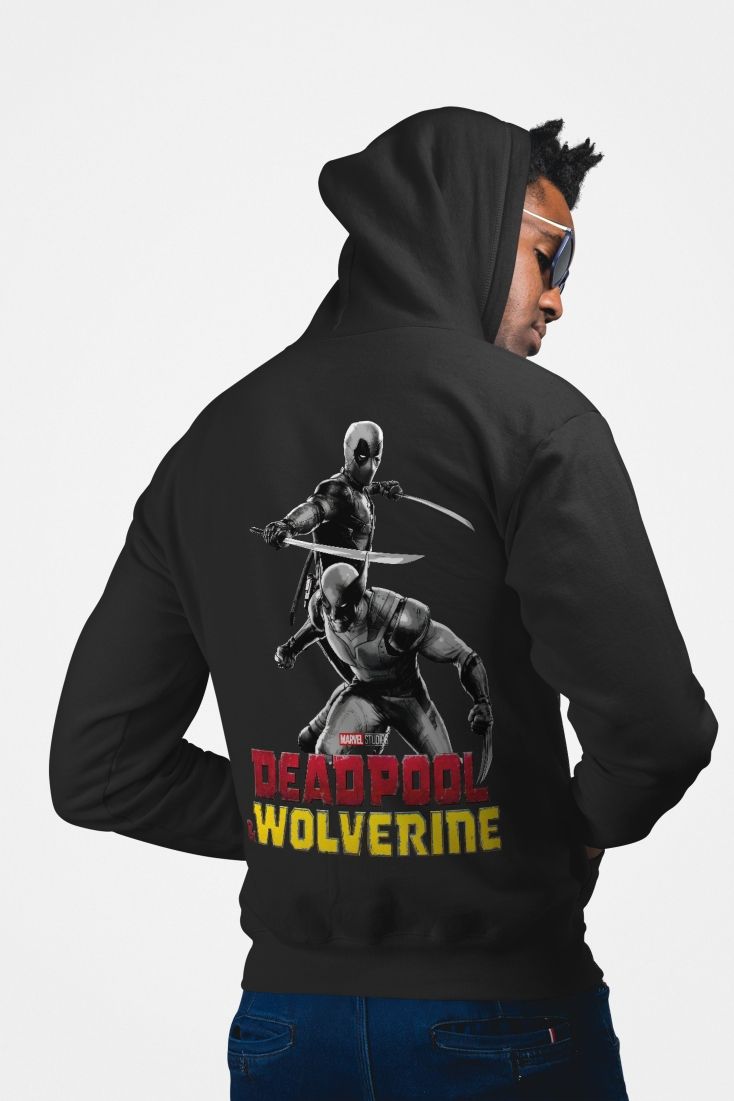 Marvel Deadpool & Wolverine Black Hoodie — back view thumbnail