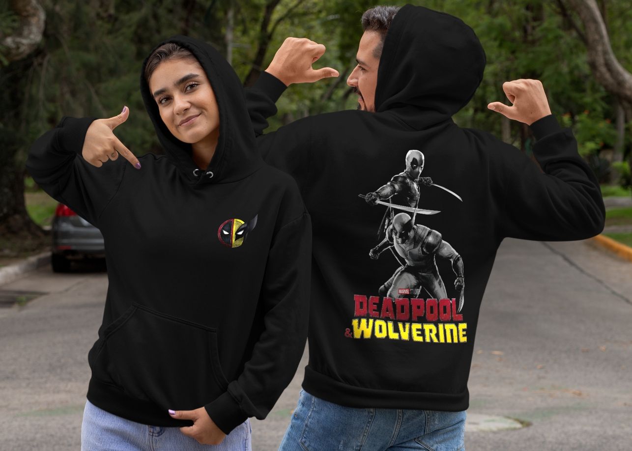Marvel Deadpool & Wolverine Black Hoodie — front view