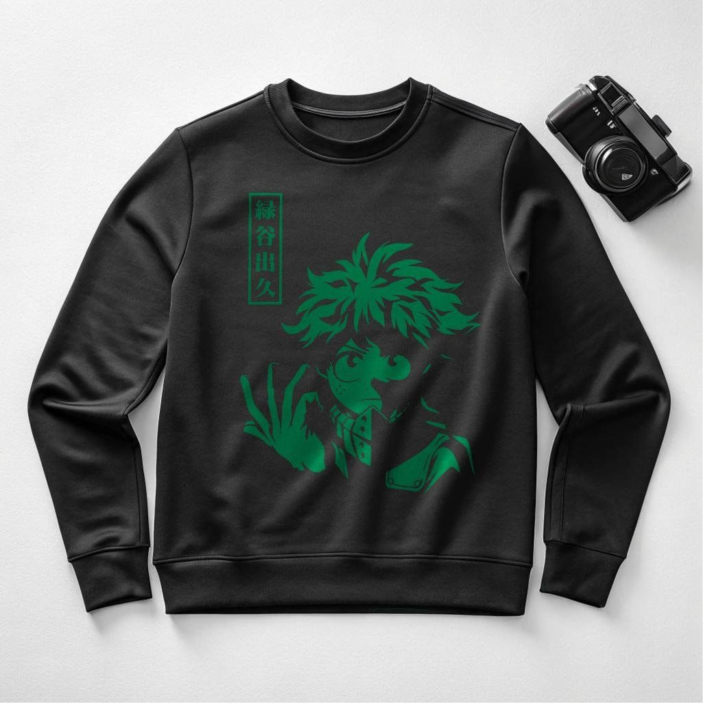 My Hero Academia Izuku Midoriya Crewneck - Anime Inspired Graphic Sweatshirt, Unisex, Sizes S-4XL — front view