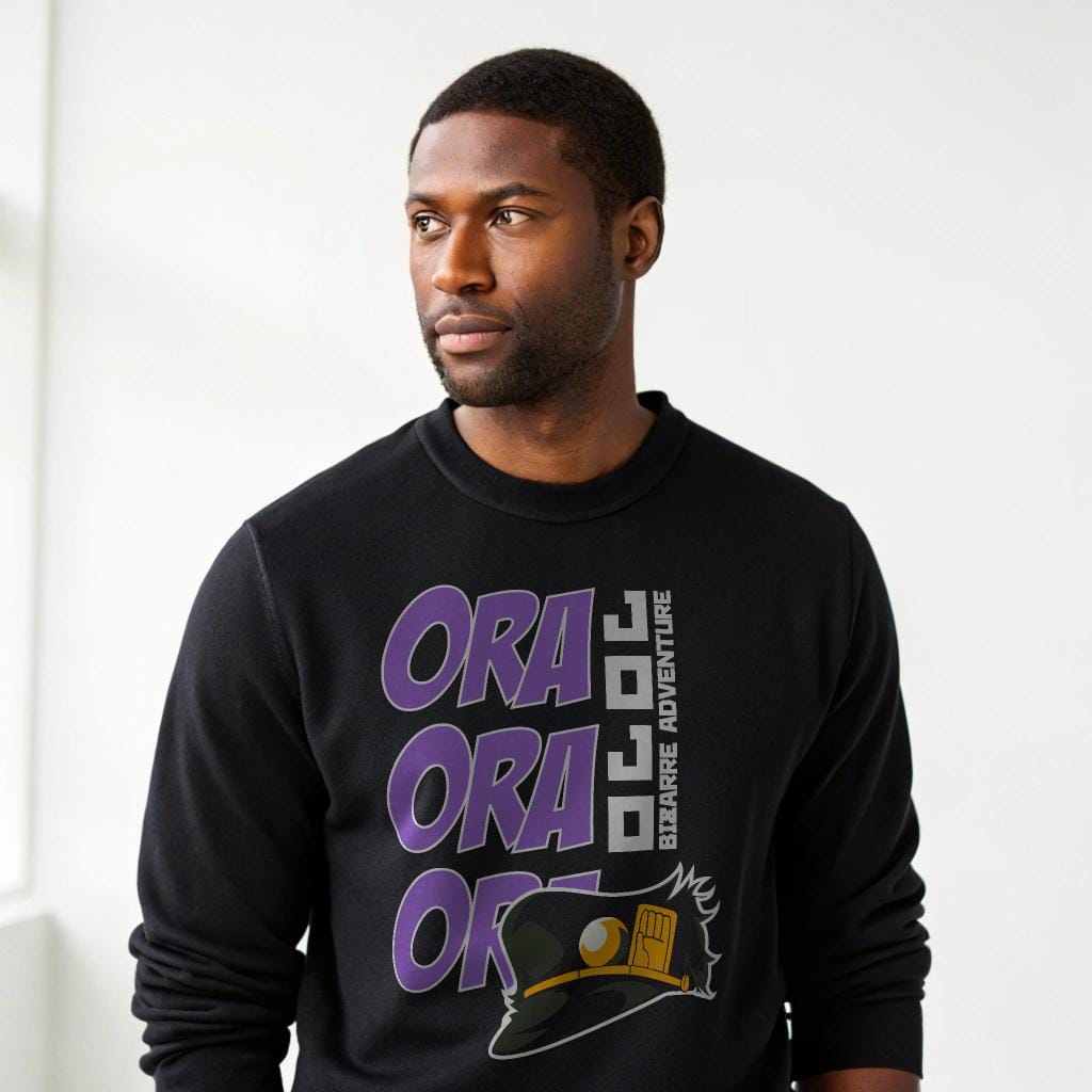 JoJo's Bizarre Adventure Ora Ora Ora Crewneck - Anime Explorer Graphic Sweatshirt, Unisex, Sizes S-4XL — back view thumbnail