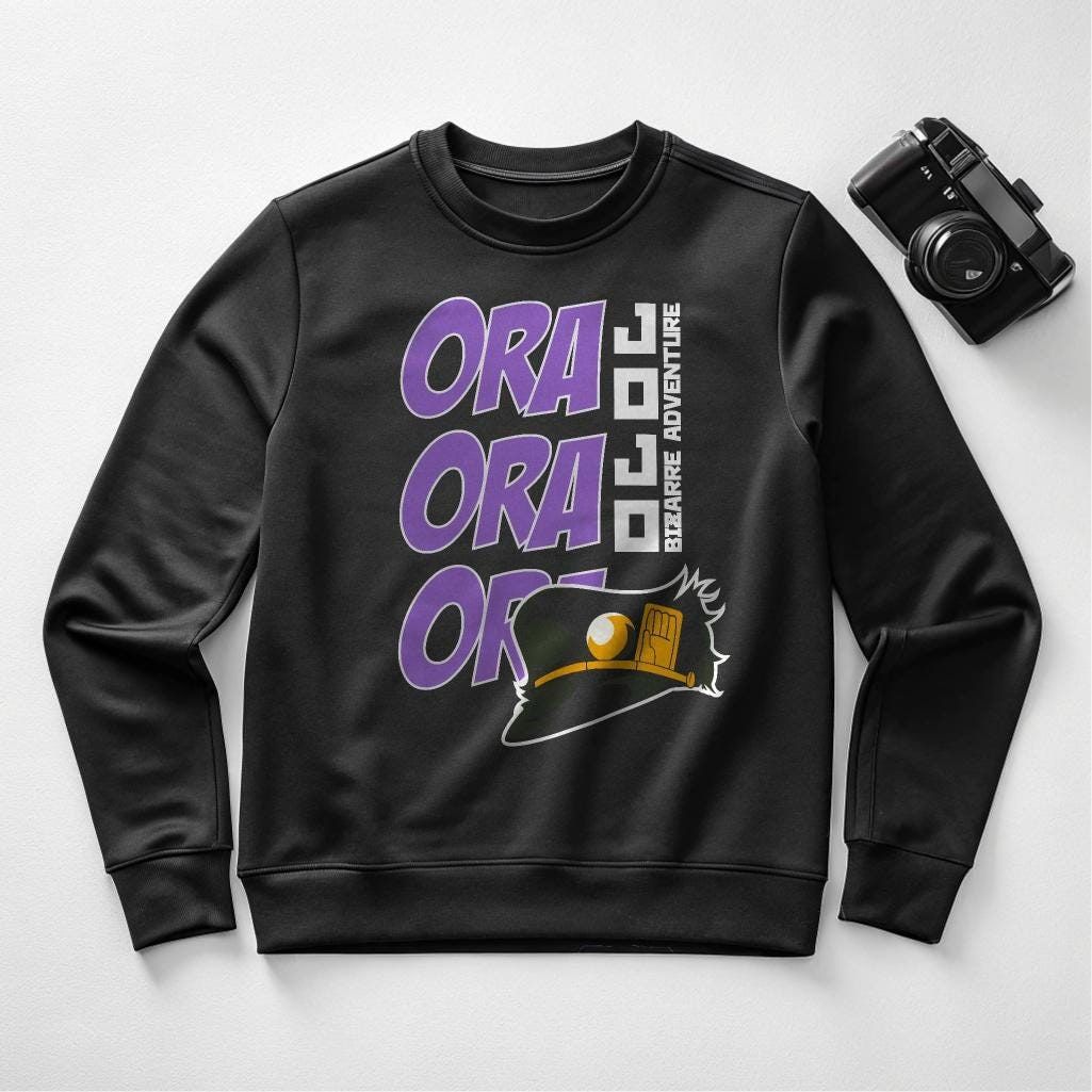 JoJo's Bizarre Adventure Ora Ora Ora Crewneck - Anime Explorer Graphic Sweatshirt, Unisex, Sizes S-4XL — front view