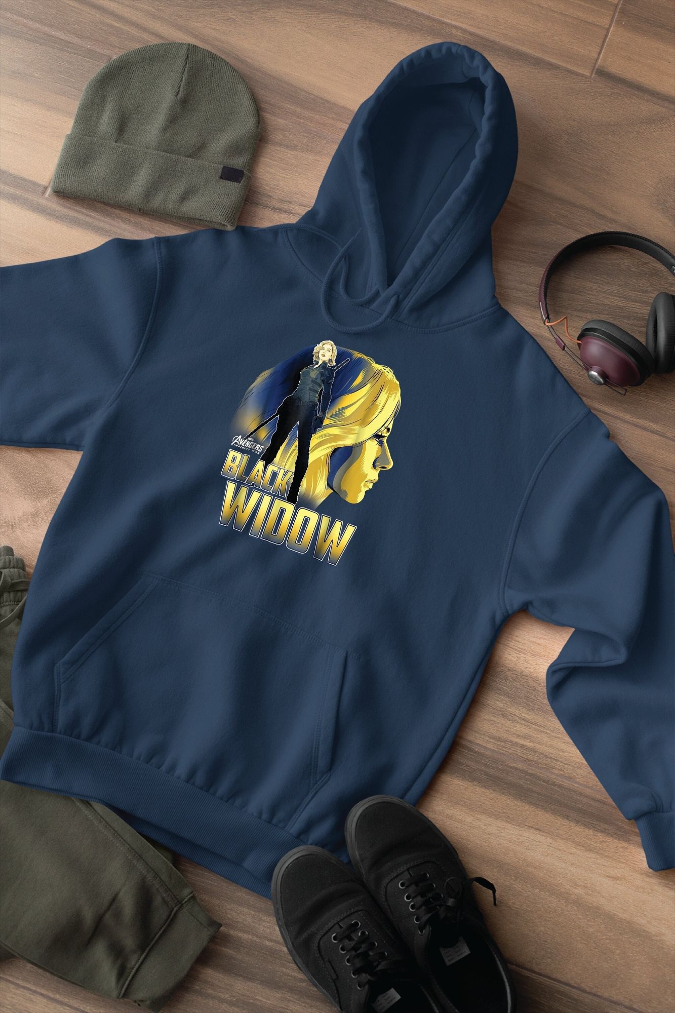 Unisex Black Widow Hoodie Gift for Her Marvel-Inspired Hoodie for Men Avengers Hoodie for Women Graphic Design Printed Aesthetic Hoodies — front view