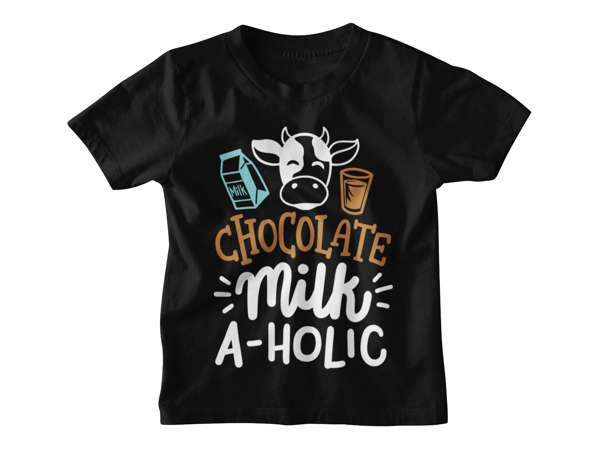 Chocolate Milk A-Holic Kids Tee Funny Graphic T-Shirt Cotton Blend Toddler Sizes — front view