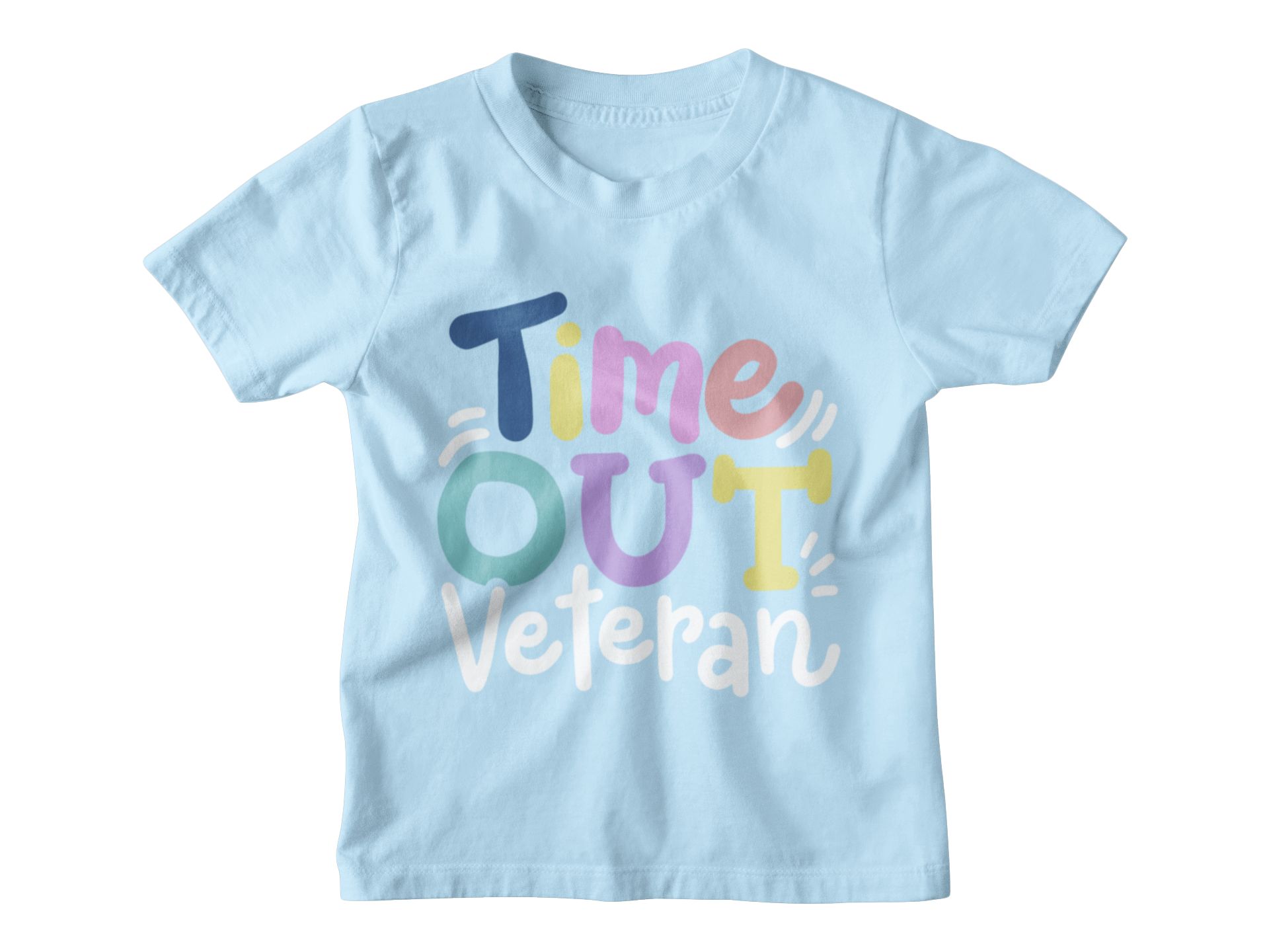 Time Out Veteran Kids T-Shirt - Fun Graphic Tee For Boys & Girls - Pastel Design - Multiple Colors - 100% Cotton — front view