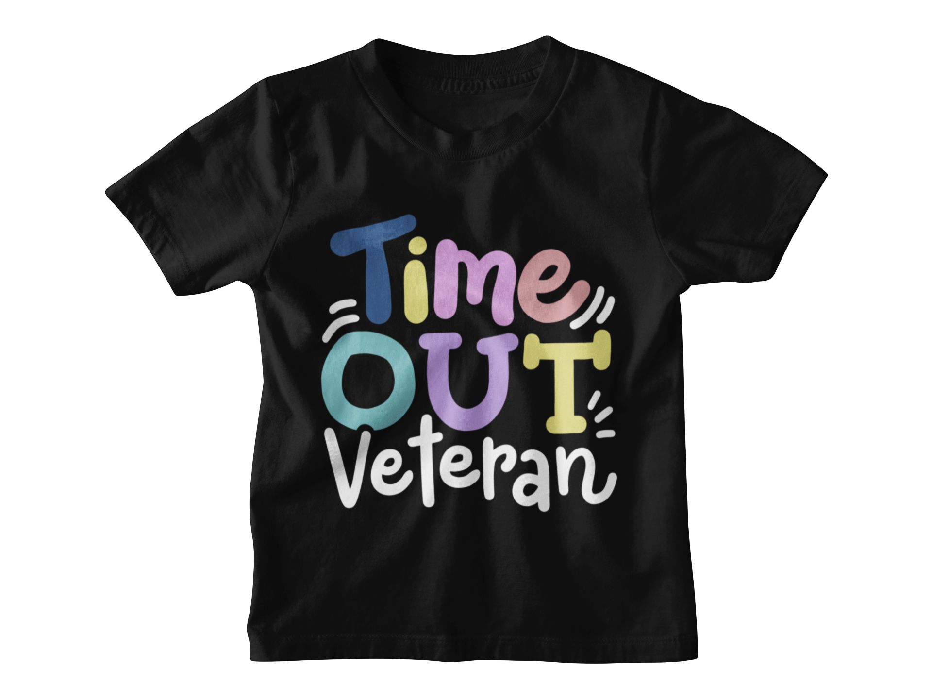 Time Out Veteran Kids T-Shirt - Fun Graphic Tee For Boys & Girls - Pastel Design - Multiple Colors - 100% Cotton — back view thumbnail