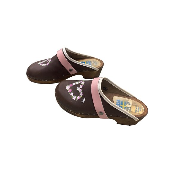 TessaWomen’s brown/pink shoes/clogs hand painted design Sz39