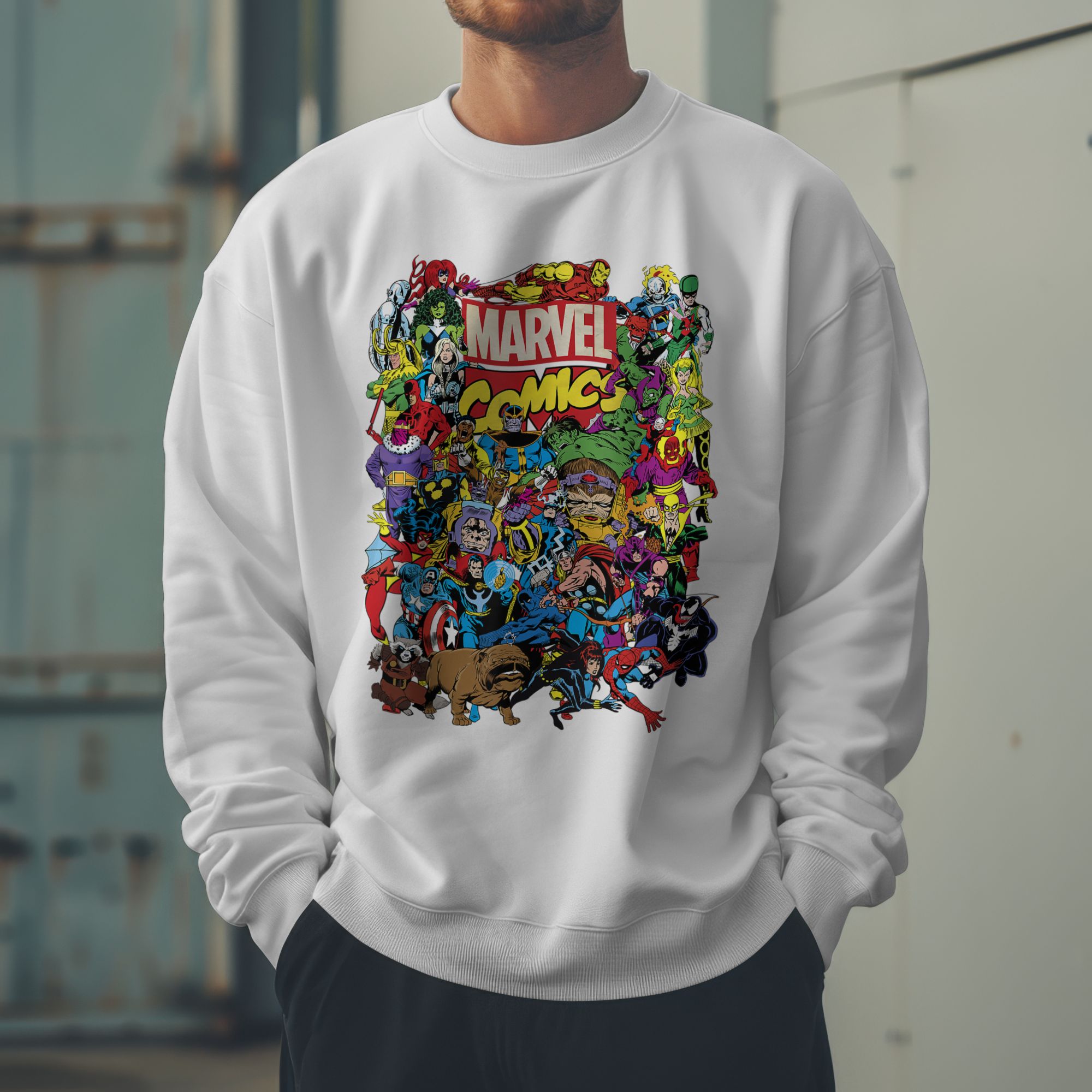 Marvel Comics Graphic Hoodie & T-Shirt Unisex Cotton Blend — front view