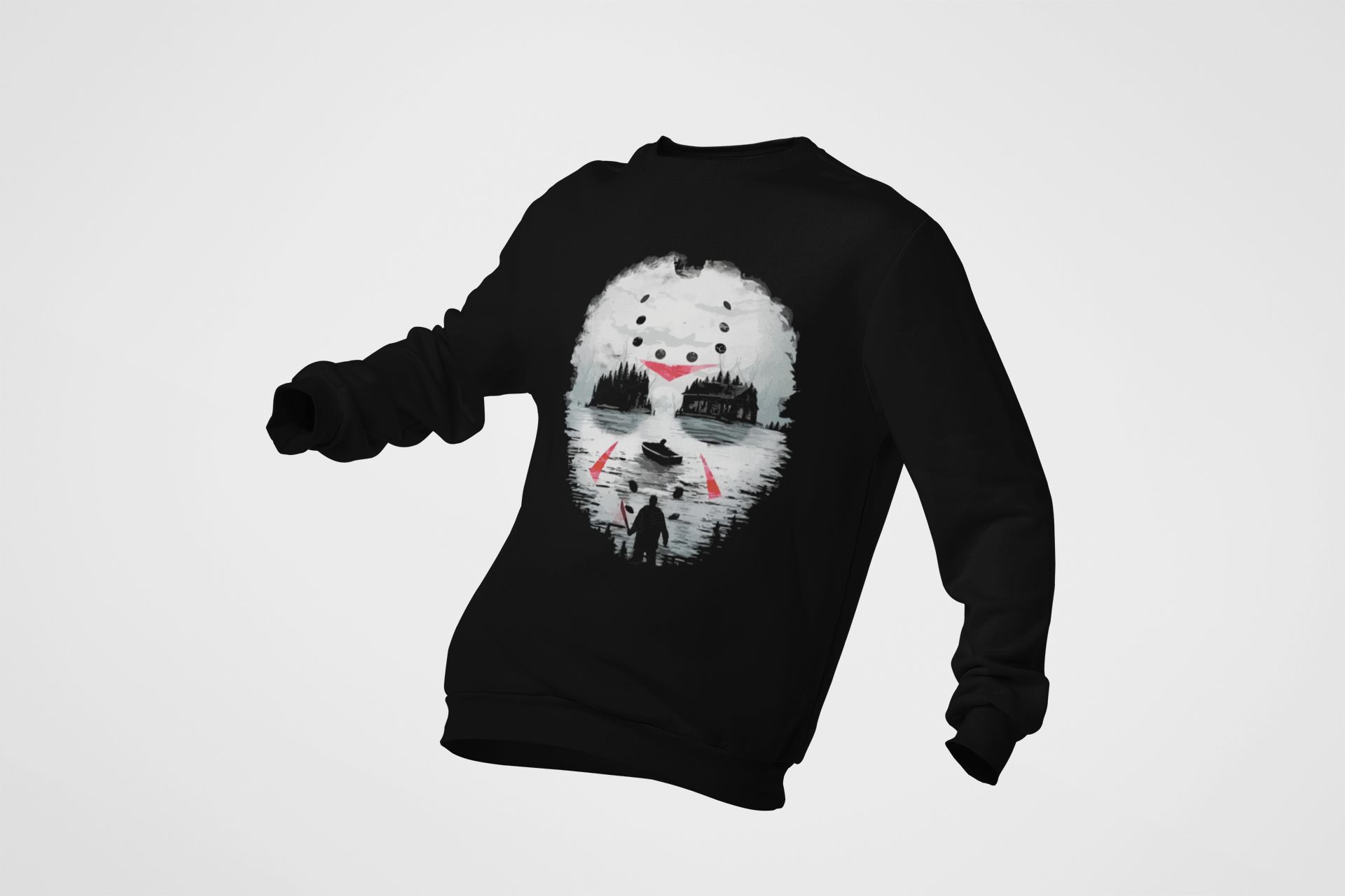 Jason Voorhees Inspired Graphic Apparel - Hoodie Sweatshirt & T-Shirt  Black — front view