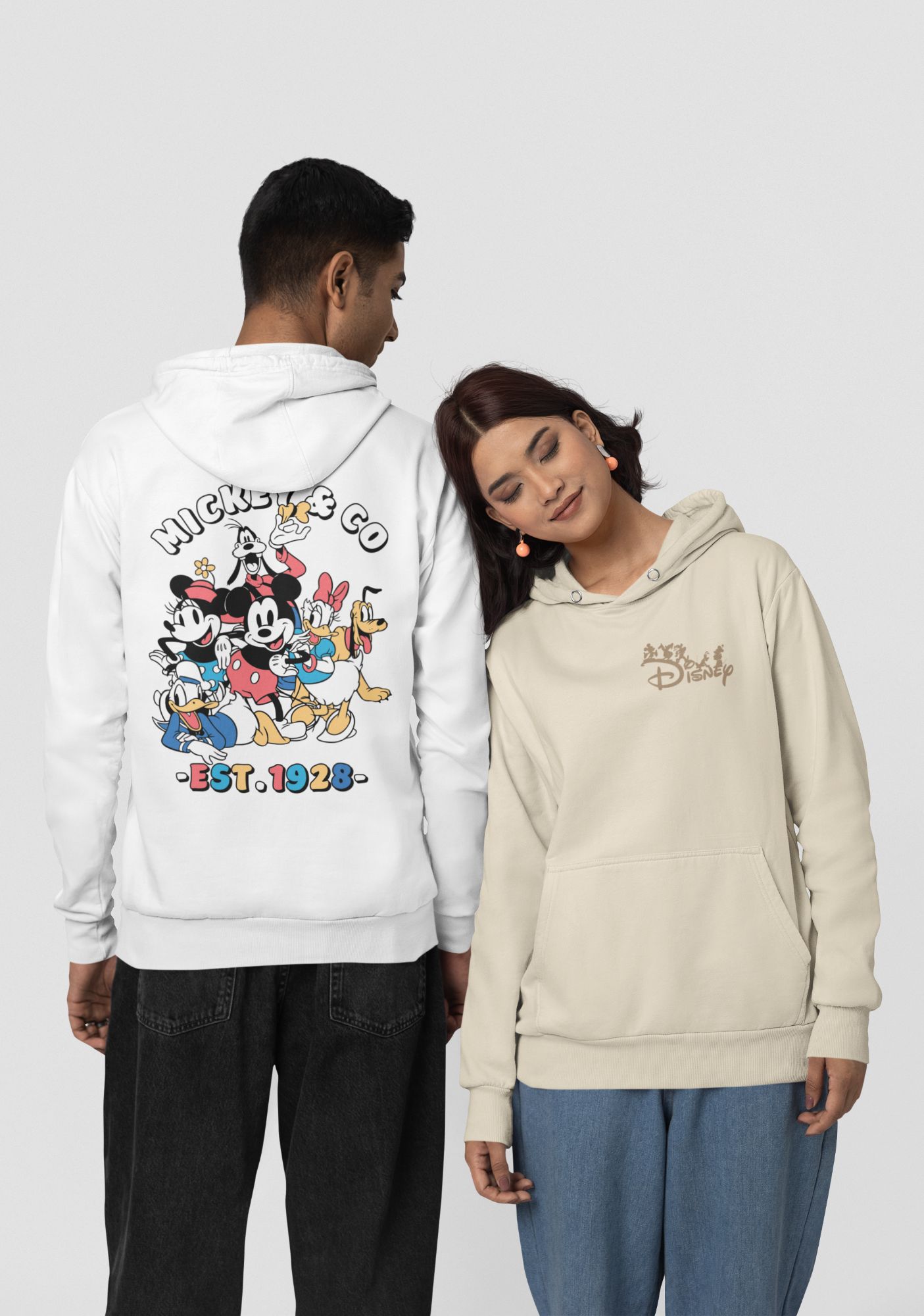 Disney Mickey & Co Everyday Fleece Hoodie For Adults S-4XL 13 Oz Cotton/Polyester Blend With Drawstring & Pouch Pocket — back view thumbnail