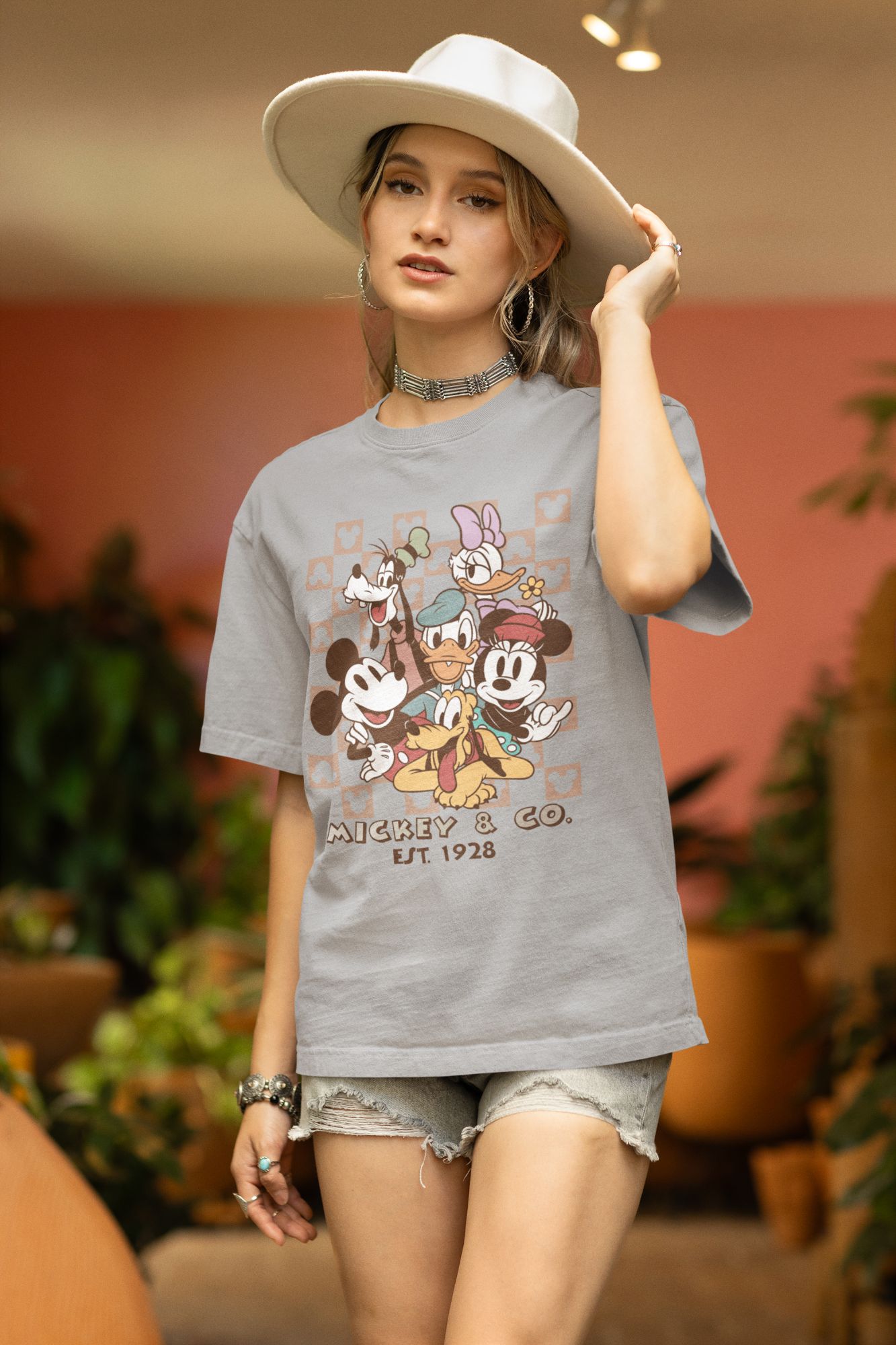 Mickey & Co. Graphic T-Shirt EJT 1928 Unisex Fit Available In Multiple Colors 100% Cotton Disney-Inspired Design — front view