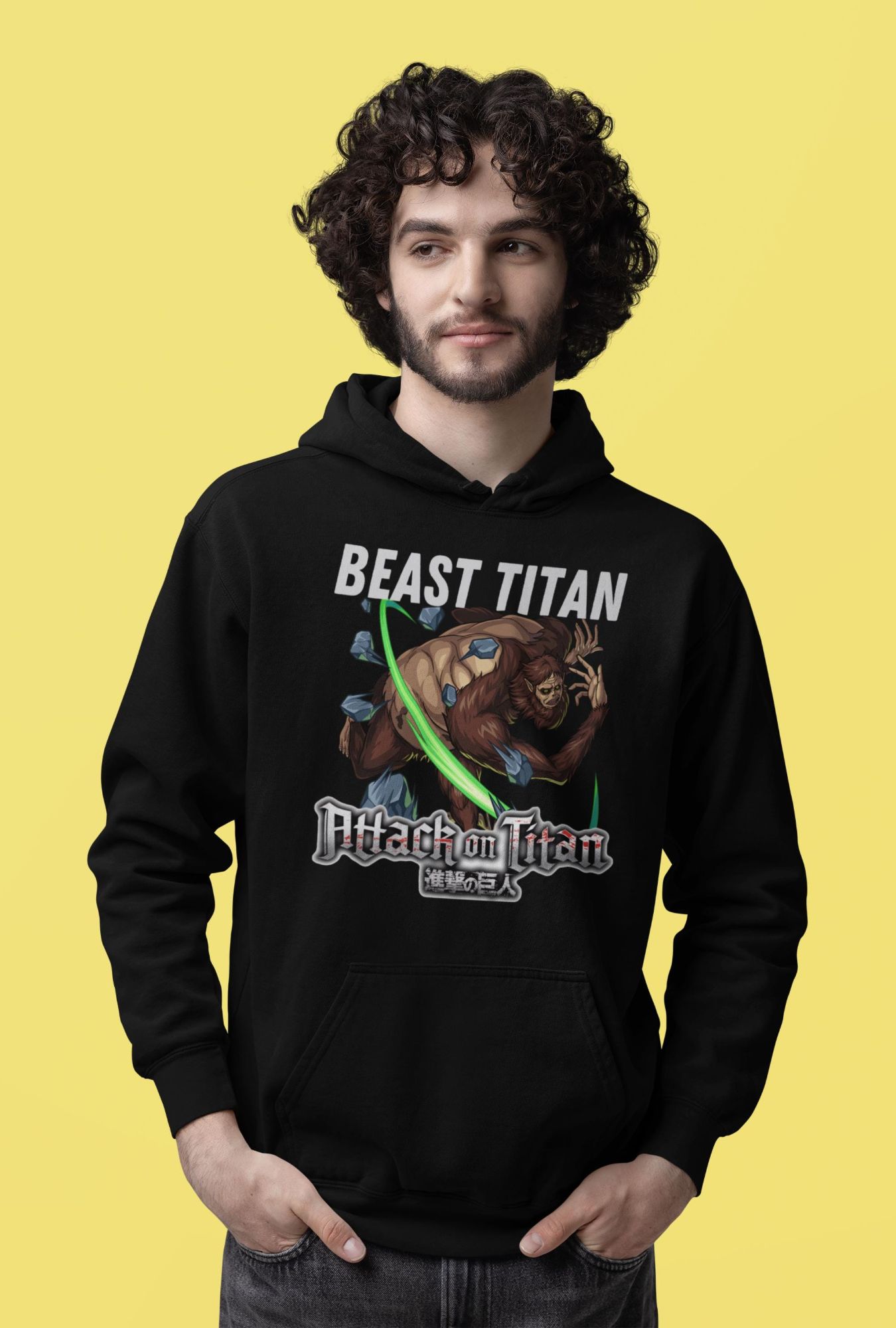 Attack on Titan Beast Titan Hoodie - Anime Graphic Sweatshirt for Fans - Unisex Black Pullover — back view thumbnail