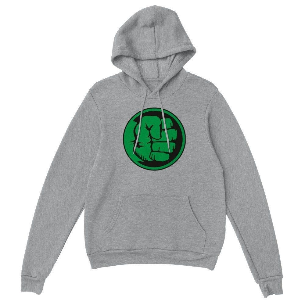Marvel Hulk Smash Fist Circle Logo Green Stone Hoodie Gift for Her Unisex Pullover Hoodie Gift for Him Marvel Comics Hoodies for Women — front view