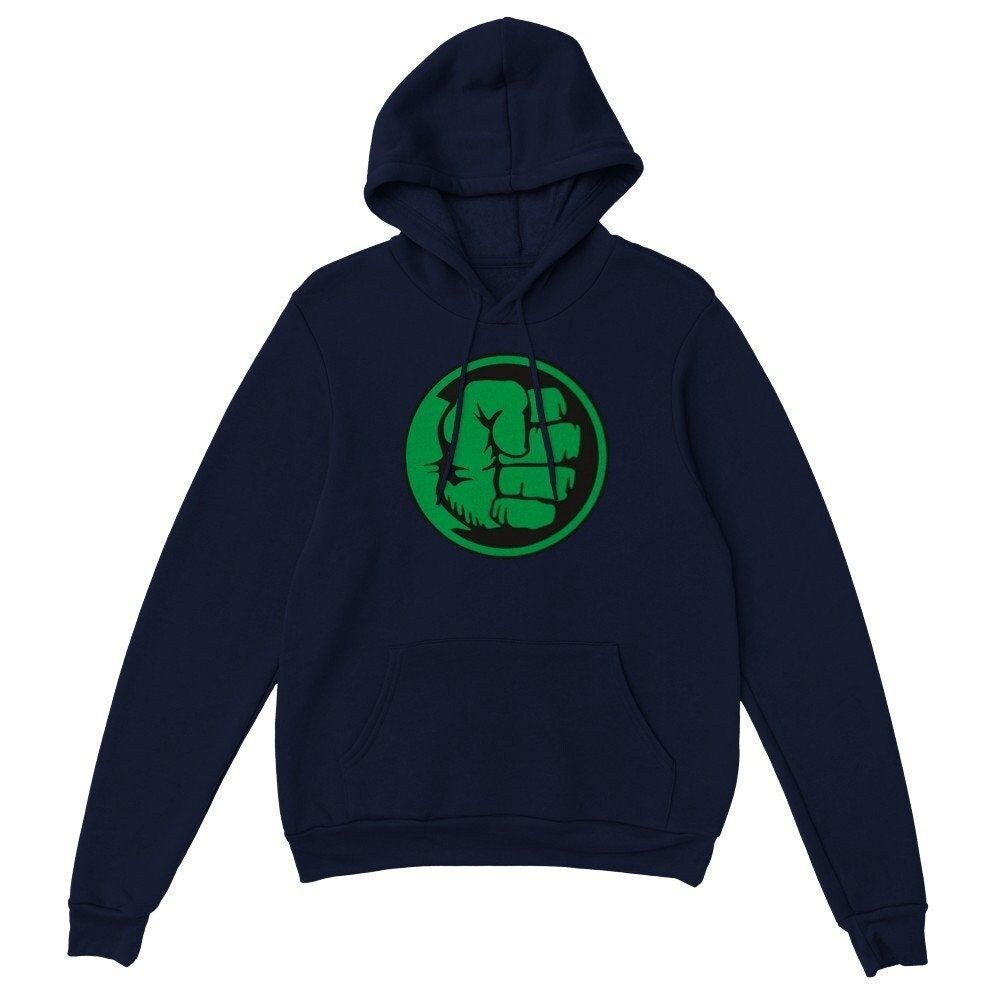 Marvel Hulk Smash Fist Circle Logo Green Stone Hoodie Gift for Her Unisex Pullover Hoodie Gift for Him Marvel Comics Hoodies for Women — back view thumbnail