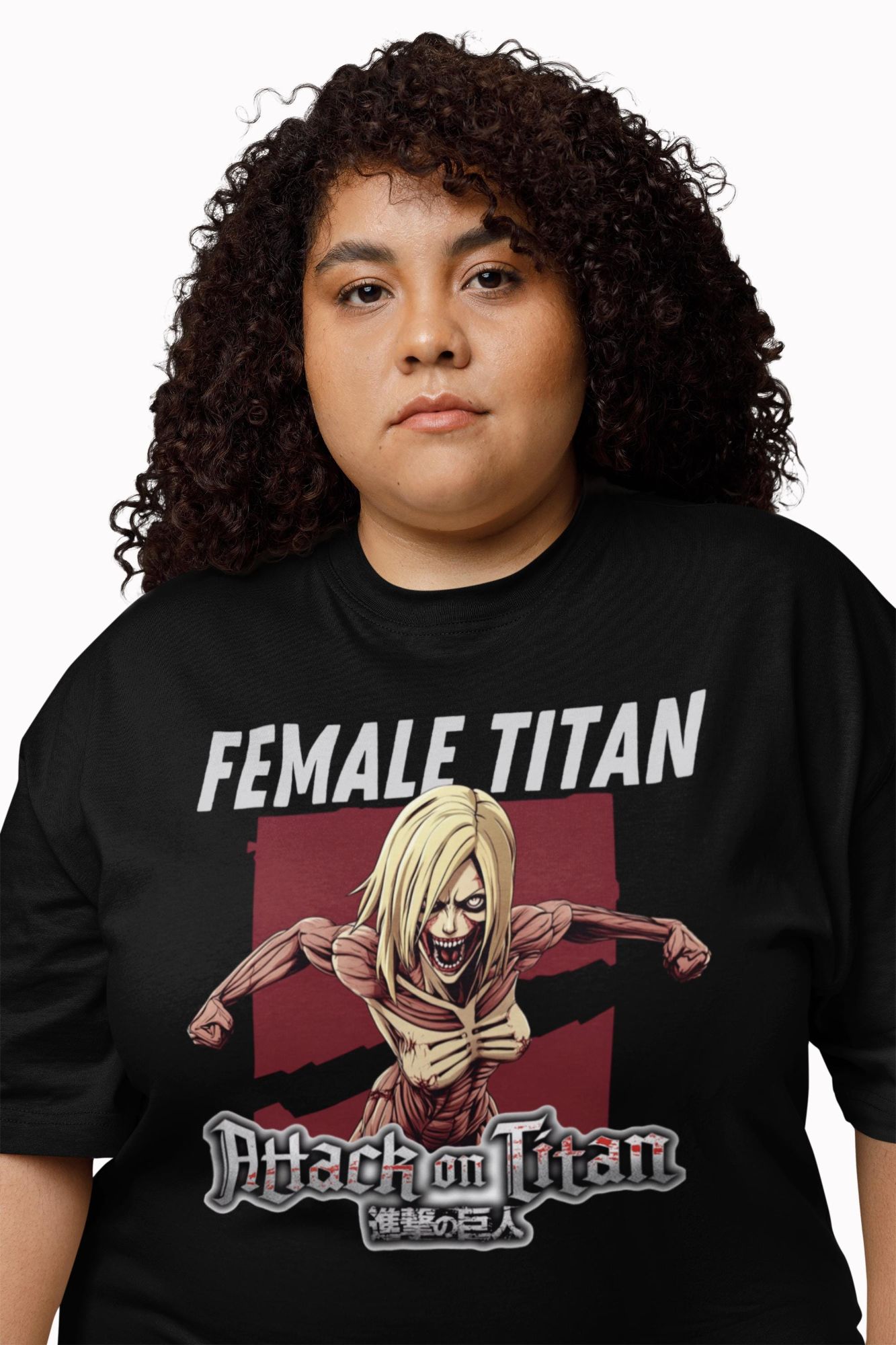 Attack on Titan Female Titan Shirt - Anime Fan Apparel - Unisex Black Graphic Tee — back view thumbnail