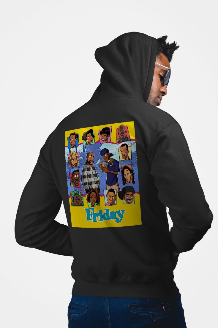 "Friday" Movie Hoodie Unisex S-4XL Black Pullover — front view