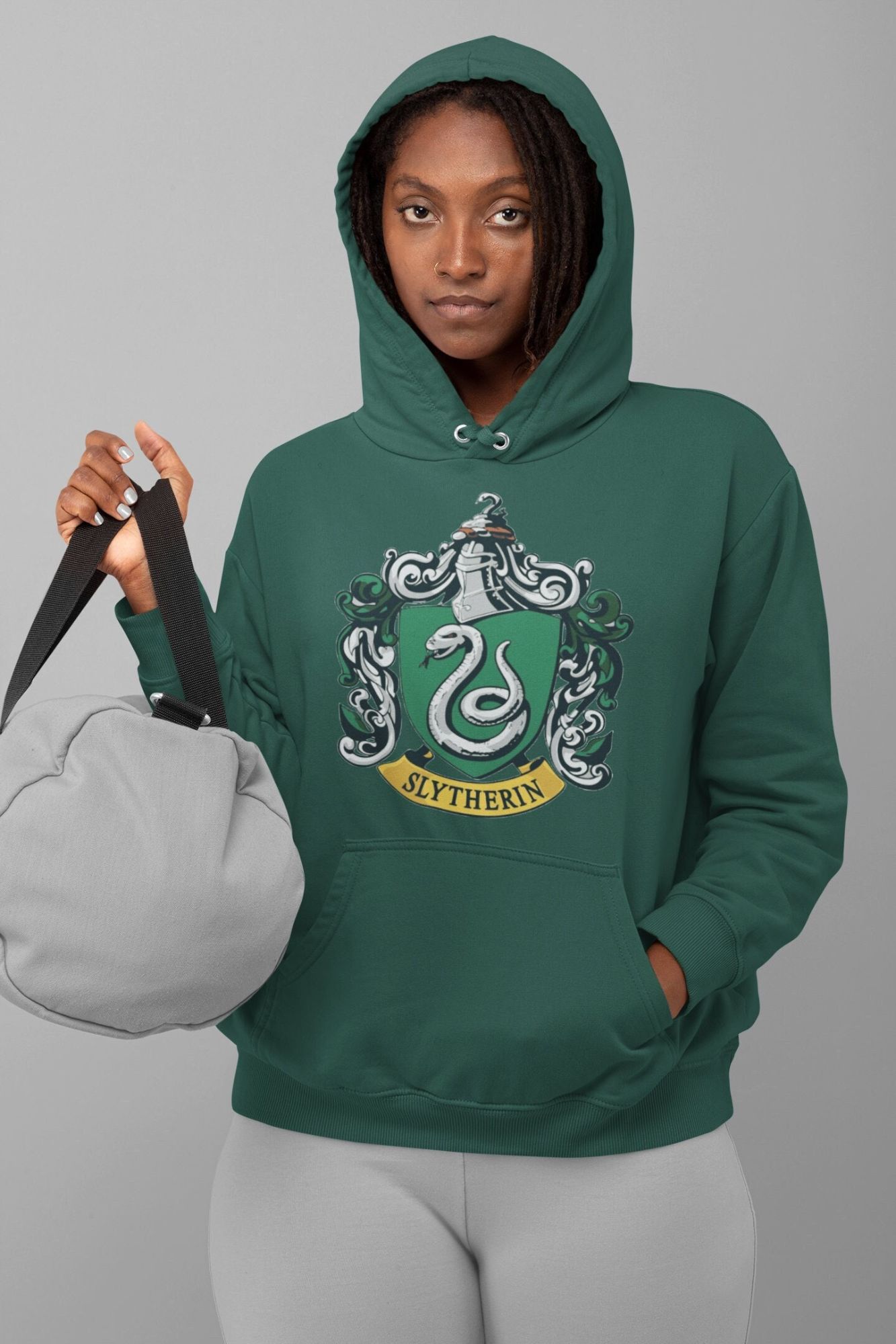Harry Potter Gryffindor Crest Hoodie Gift for Her Wizardy House Hooded Hoodie Gift for Him Graphic Design Aesthetic Clothes Vintage Hoodie — back view thumbnail