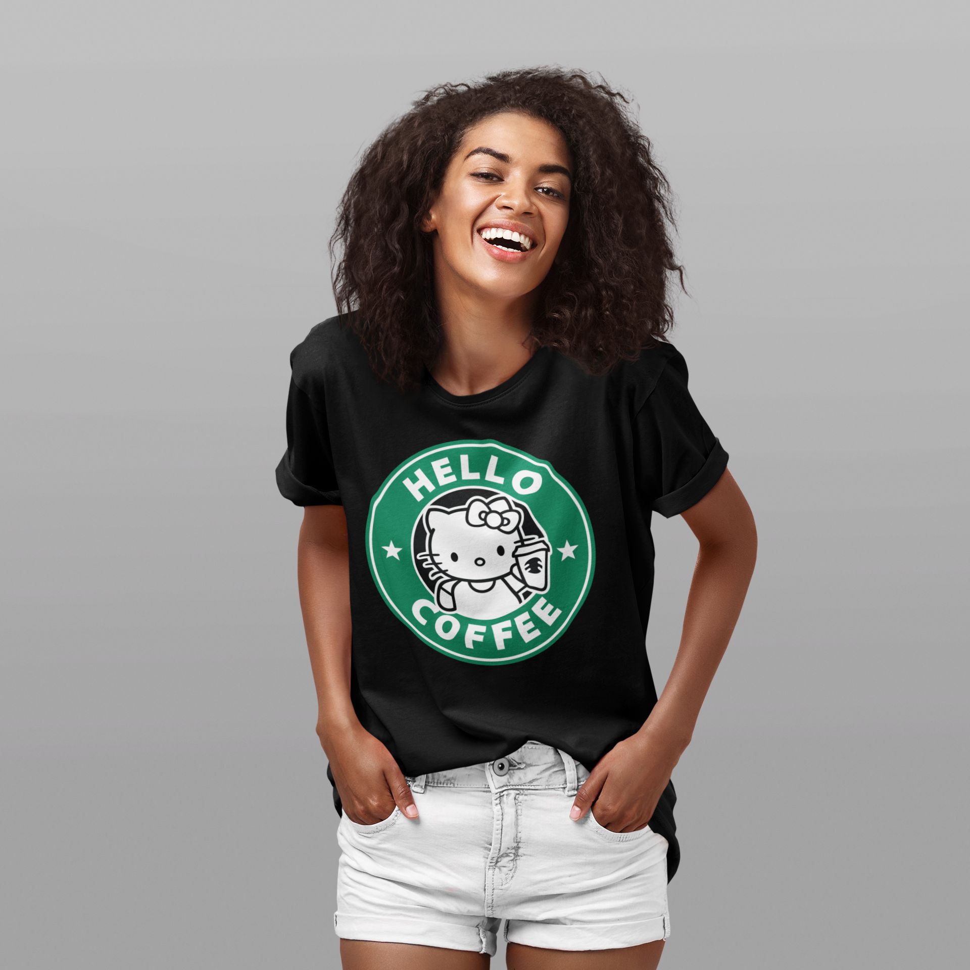 Hello Kitty-Inspired "Hello Coffee" Hoodie & T-Shirt Collection — back view thumbnail