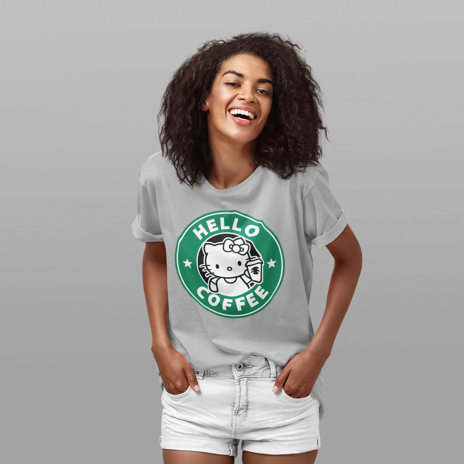 Hello Kitty-Inspired "Hello Coffee" Hoodie & T-Shirt Collection — front view