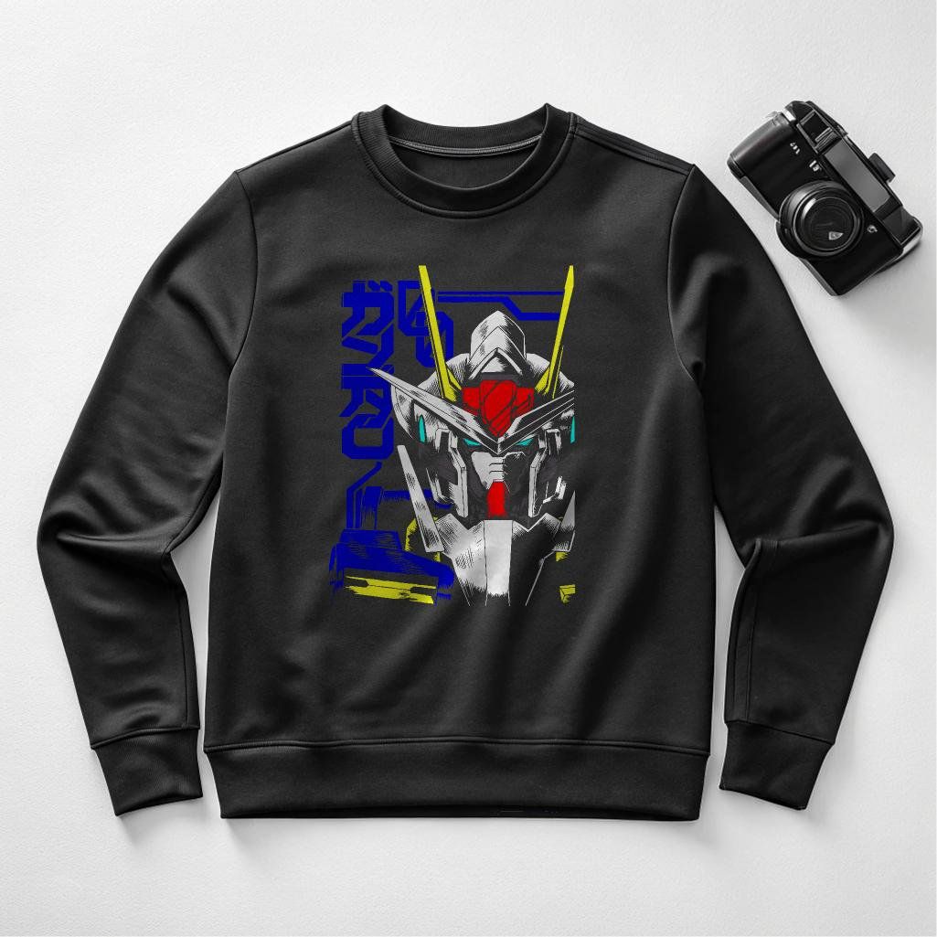 Gundam Mecha Crewneck - Anime Robot Graphic Sweatshirt, Unisex, Sizes S-4XL — front view