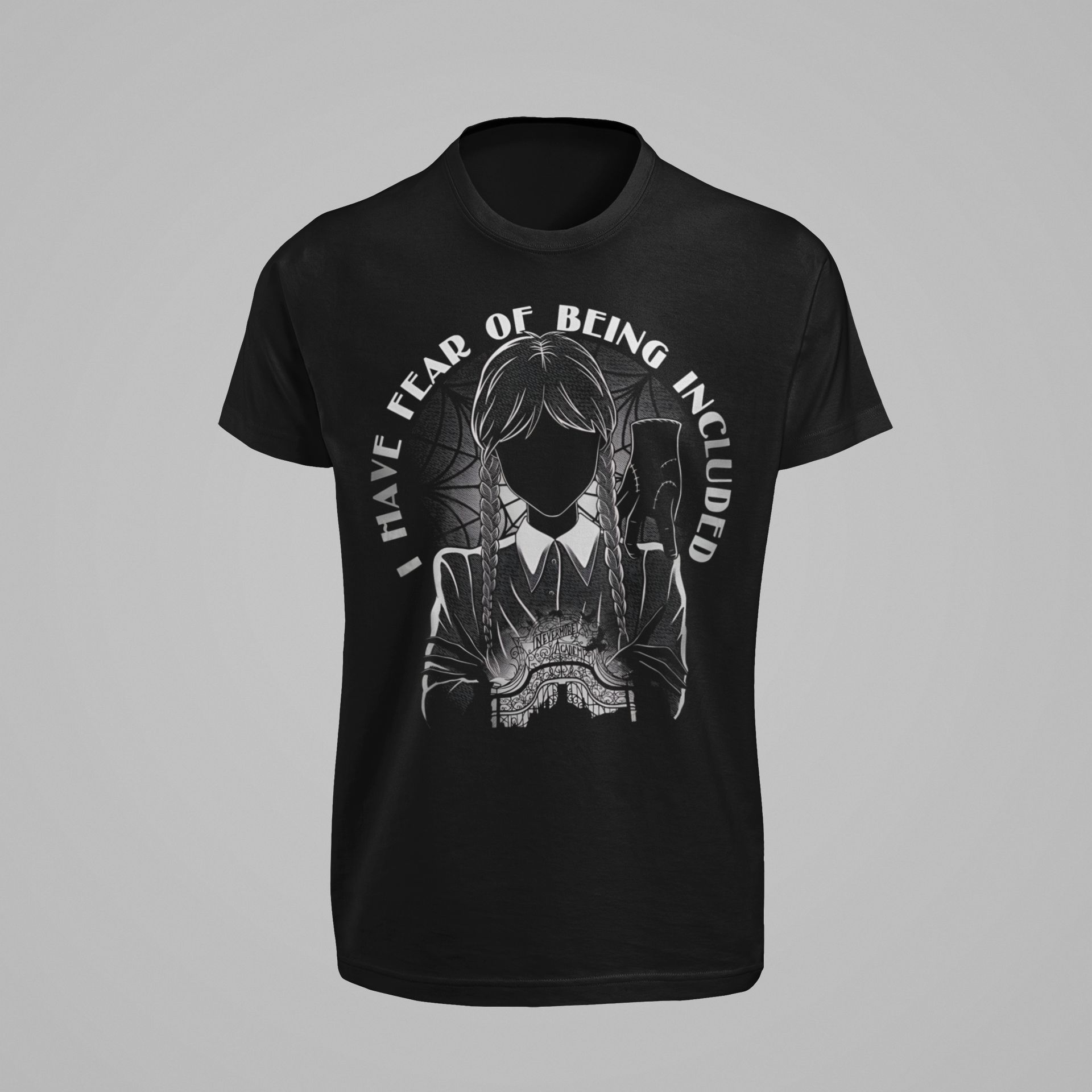 Wednesday Adams Inspired Graphic Sweatshirt / Hoodie / T-Shirt Unisex Black — front view
