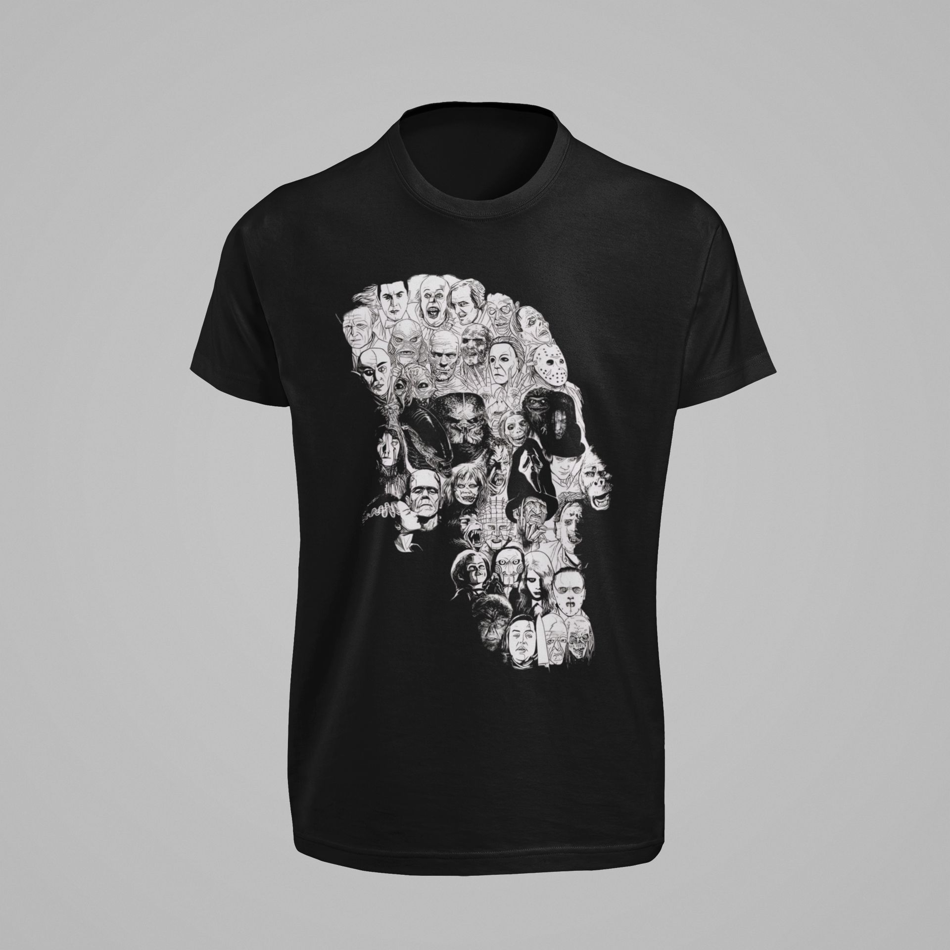 Horror Movie Icons Skull Graphic Black Sweatshirt T-Shirt Hoodie Unisex — front view