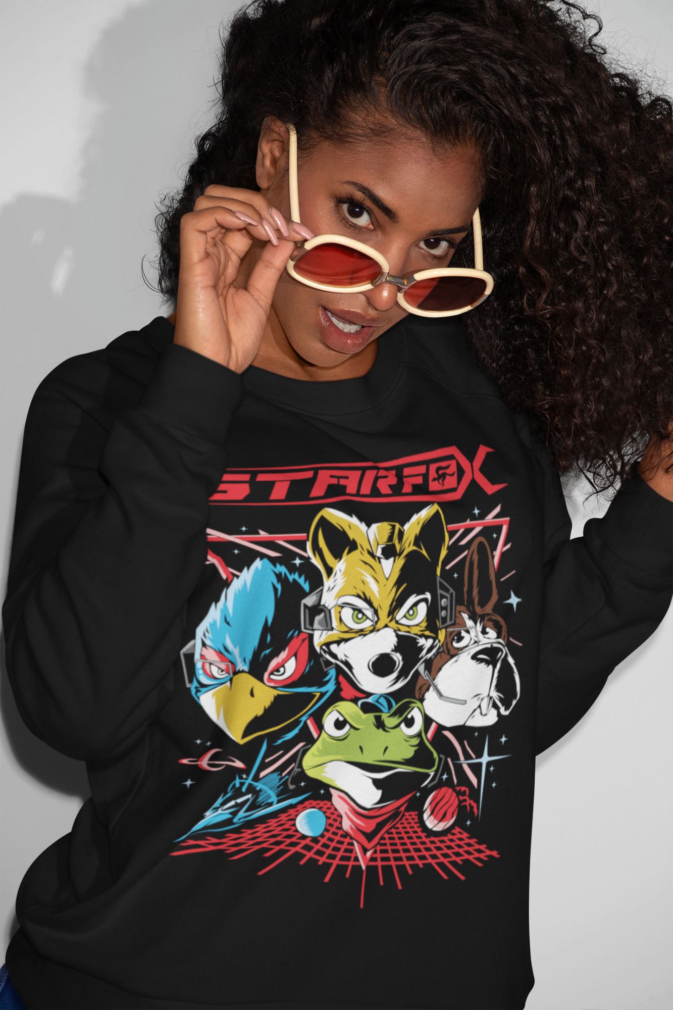 Star Fox Graphic T-Shirt Hoodie Crewneck Sweatshirt Retro Gaming Apparel — back view thumbnail