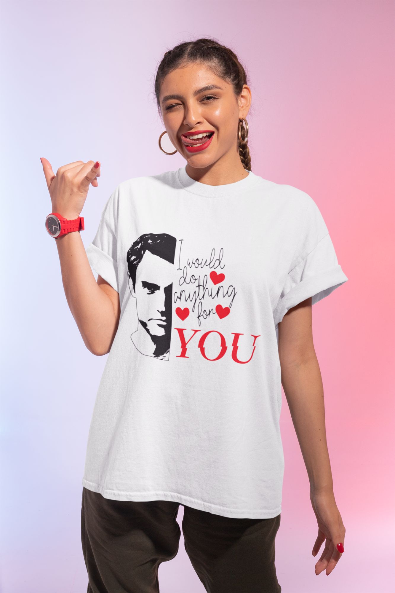 I Would Do Anything For You Netflix-Inspired Graphic T-Shirt  White Crewneck  Soft Cotton  Unisex Fit — back view thumbnail