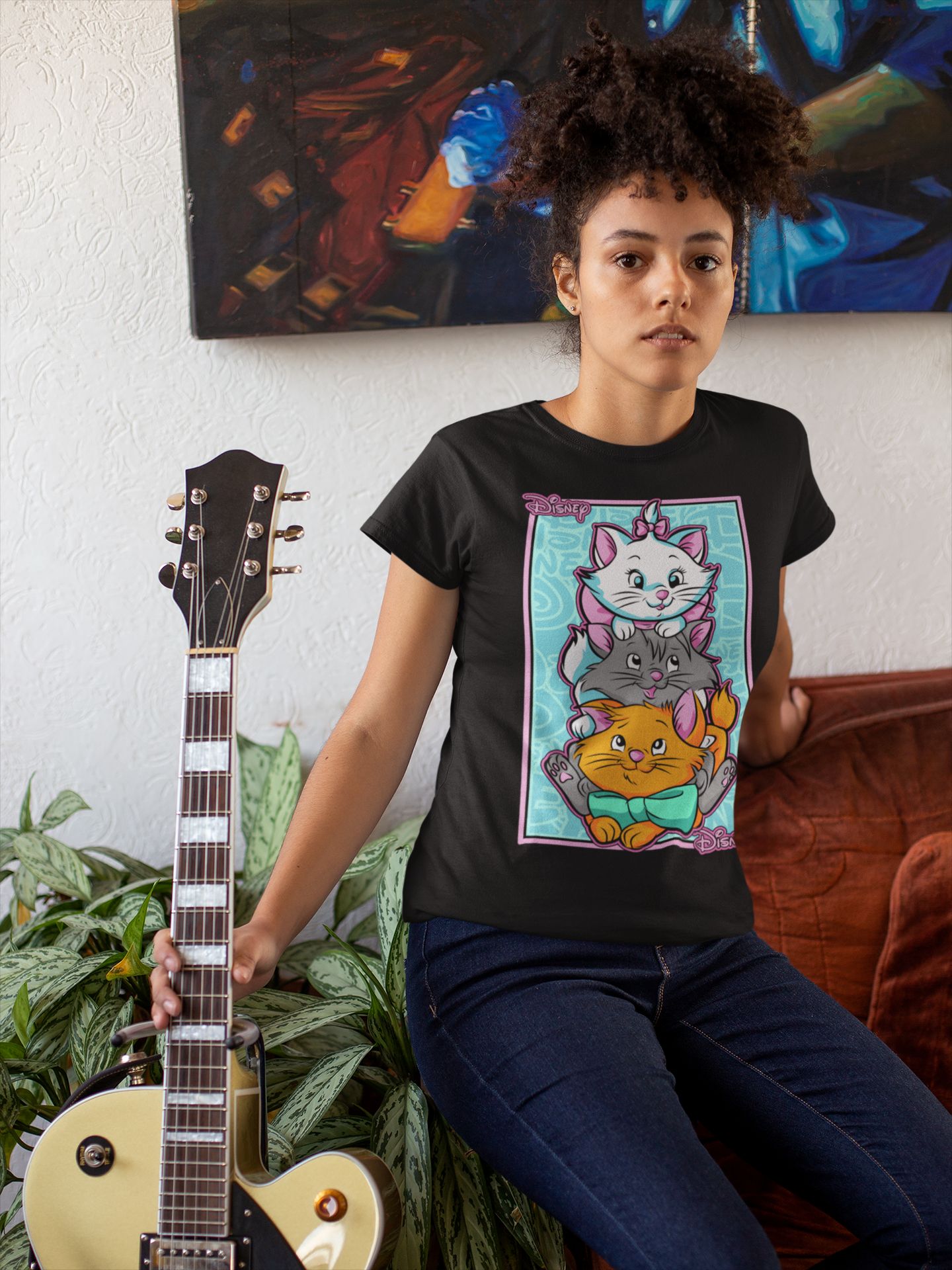 Disney-Inspired Cat Graphic Cotton Tee By Toronto Custom Shirts S-4XL Soft & Durable OEKO-TEX Certified Everyday Shirt — front view