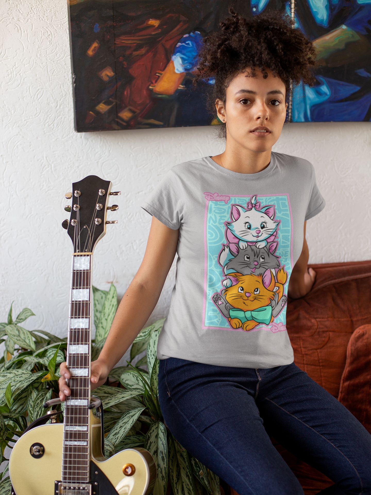 Disney-Inspired Cat Graphic Cotton Tee By Toronto Custom Shirts  S-4XL  Soft & Durable OEKO-TEX Certified Everyday Shirt — back view thumbnail
