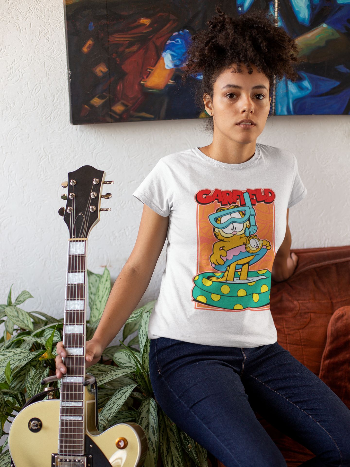 Garfield Graphic Everyday Cotton Tee - ATC1000 100% Cotton OEKO-TEX Certified Double Needle Stitch Available In 40+ Colors S-4XL — back view thumbnail