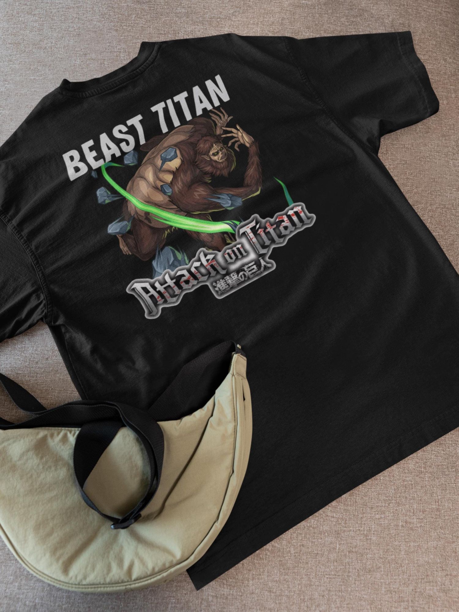 Attack on Titan Beast Titan T-Shirt - Anime Graphic Tee for Fans - Unisex Black Shirt — front view