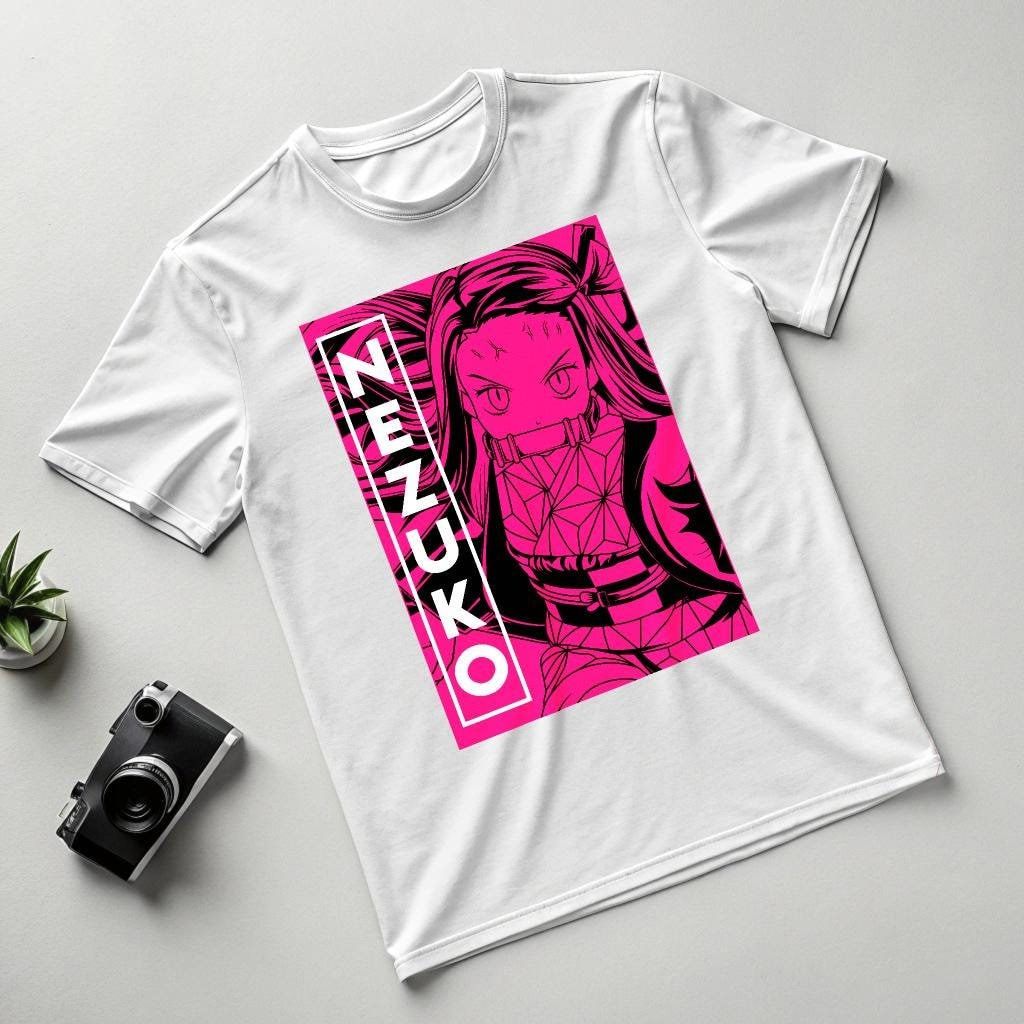 Nezuko Kamado Anime T-Shirt - Bold Pink Graphic Tee, Fan Merch, Sizes S-4XL