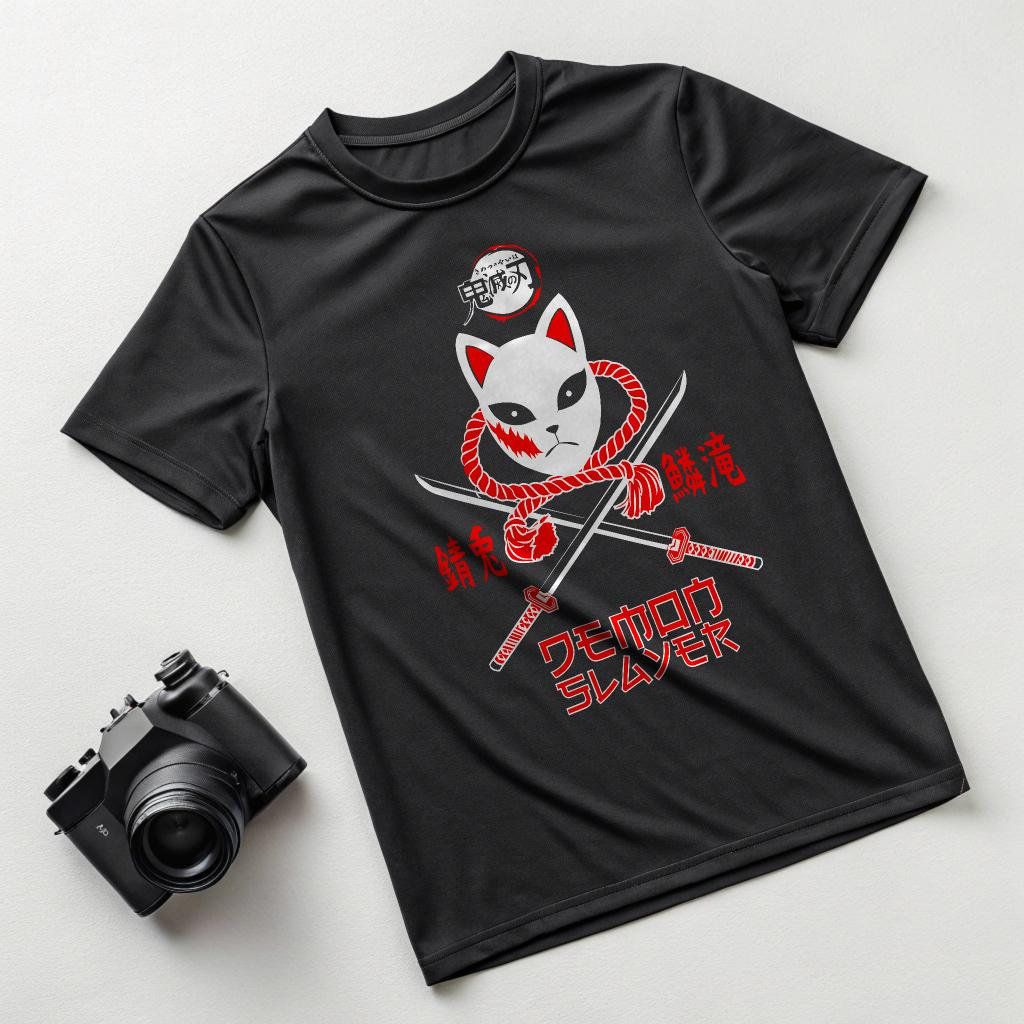 Demon Slayer Fox Mask T-Shirt - Kimetsu no Yaiba Anime Graphic Tee, Unisex, Sizes S-4XL