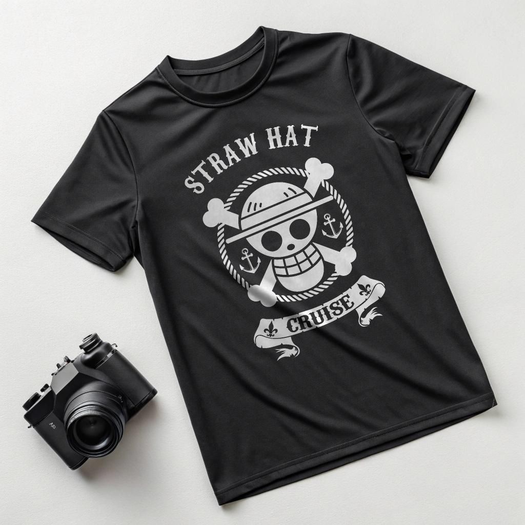 One Piece Straw Hat Cruise T-Shirt - Pirate Skull Graphic Tee Unisex Sizes S-4XL