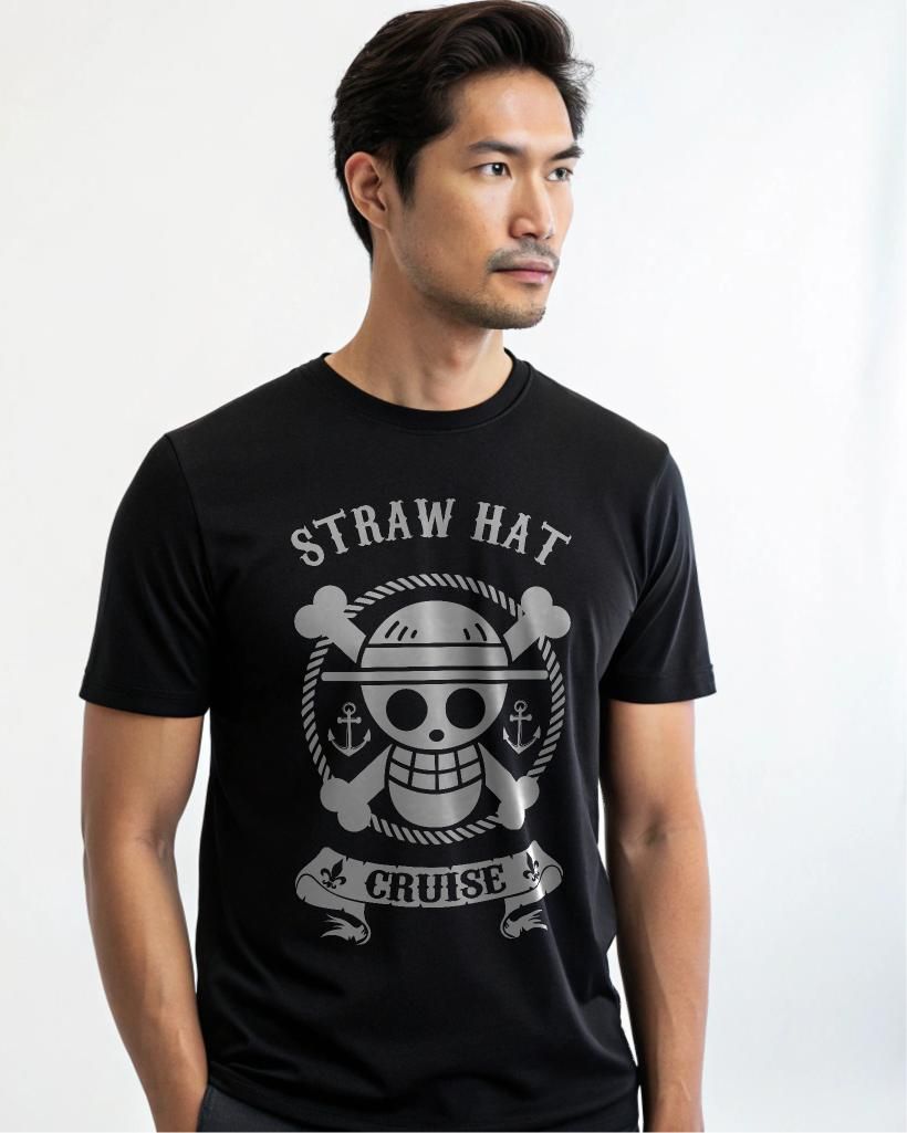 One Piece Straw Hat Cruise T-Shirt - Pirate Skull Graphic Tee Unisex Sizes S-4XL — back view thumbnail