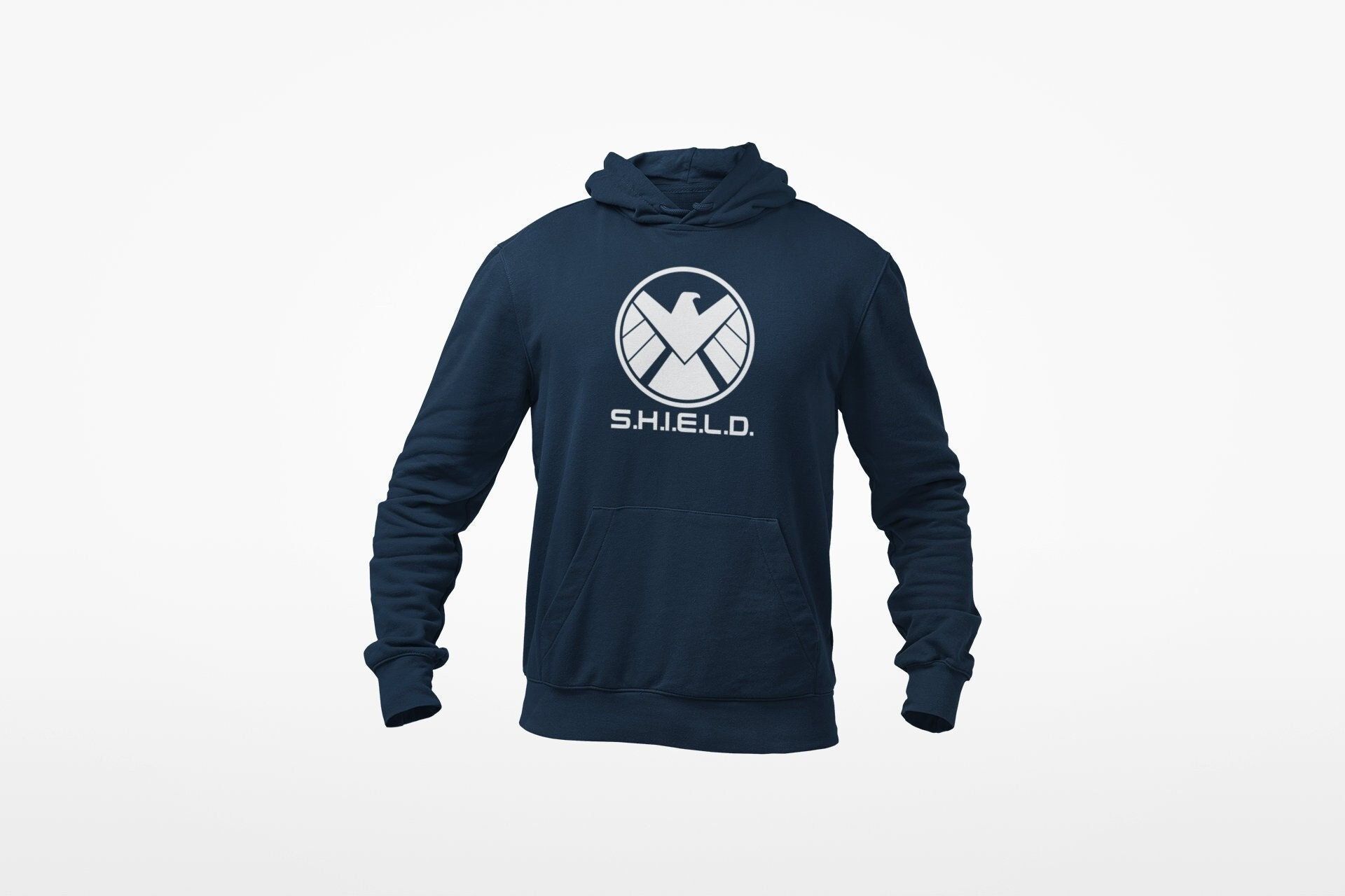 Unisex S.H.I.E.L.D Hoodie Gift for Her Cool Marvel Avengers Inspired Hooded Hoodie Gift for Him Cotton Fleece Hoodie Trendy Pullover Hoodie — front view