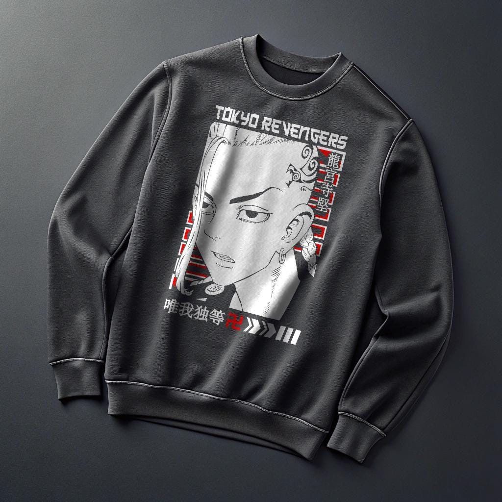 Tokyo Revengers Crewneck Sweatshirt - Unisex Black Anime Graphic Pullover (Sizes S-5XL) - Free Shipping — front view