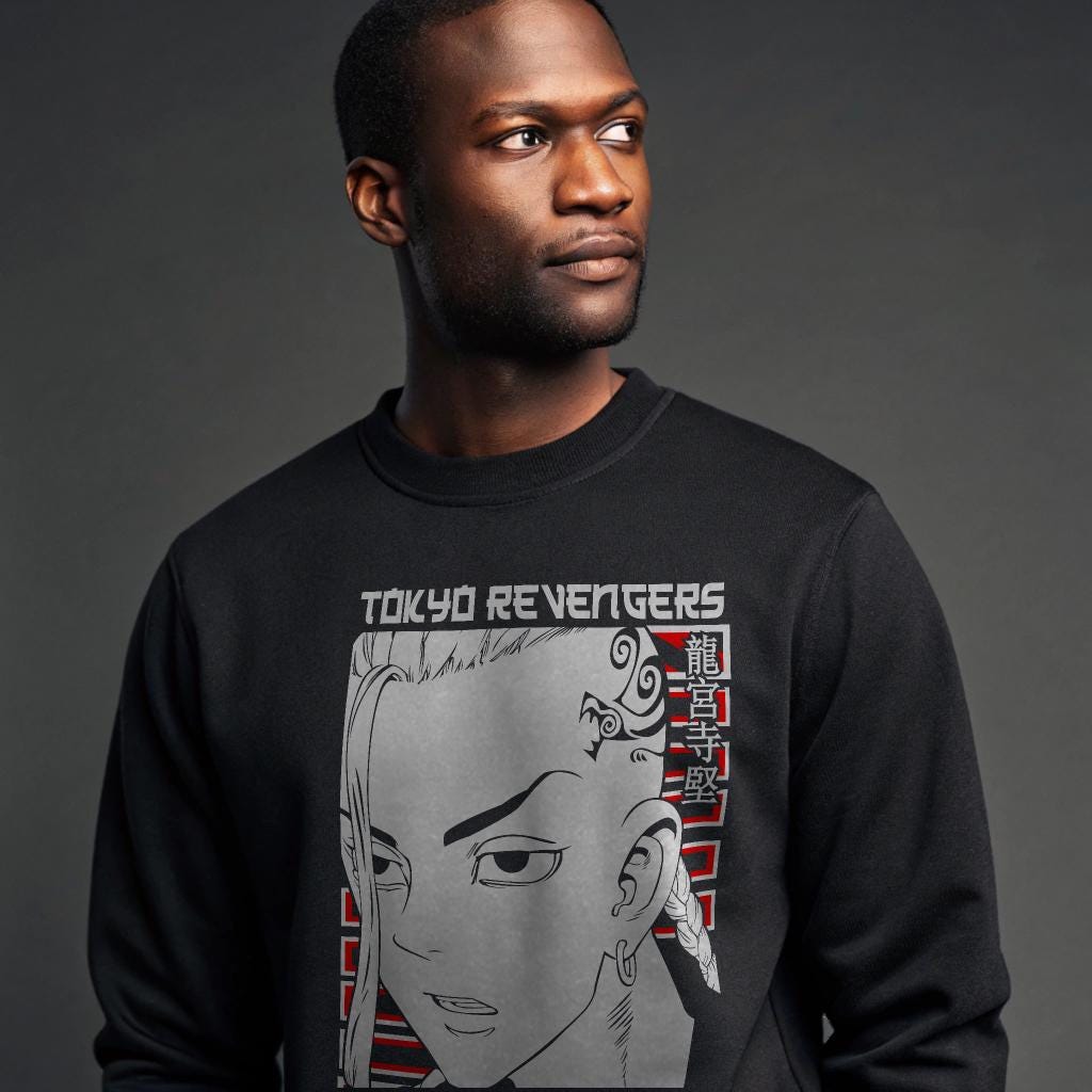 Tokyo Revengers Crewneck Sweatshirt - Unisex Black Anime Graphic Pullover (Sizes S-5XL) - Free Shipping — back view thumbnail